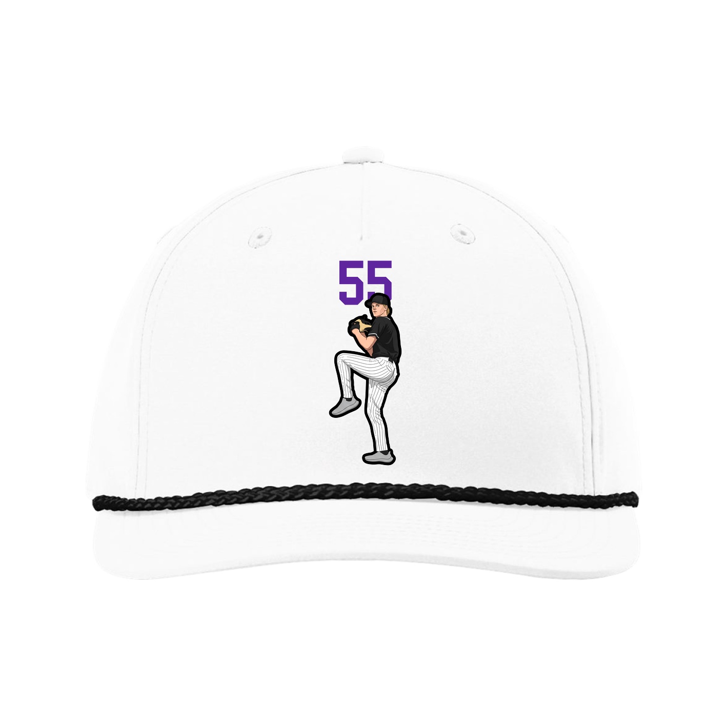 Five-Panel Classic Rope Cap — Number Top in White