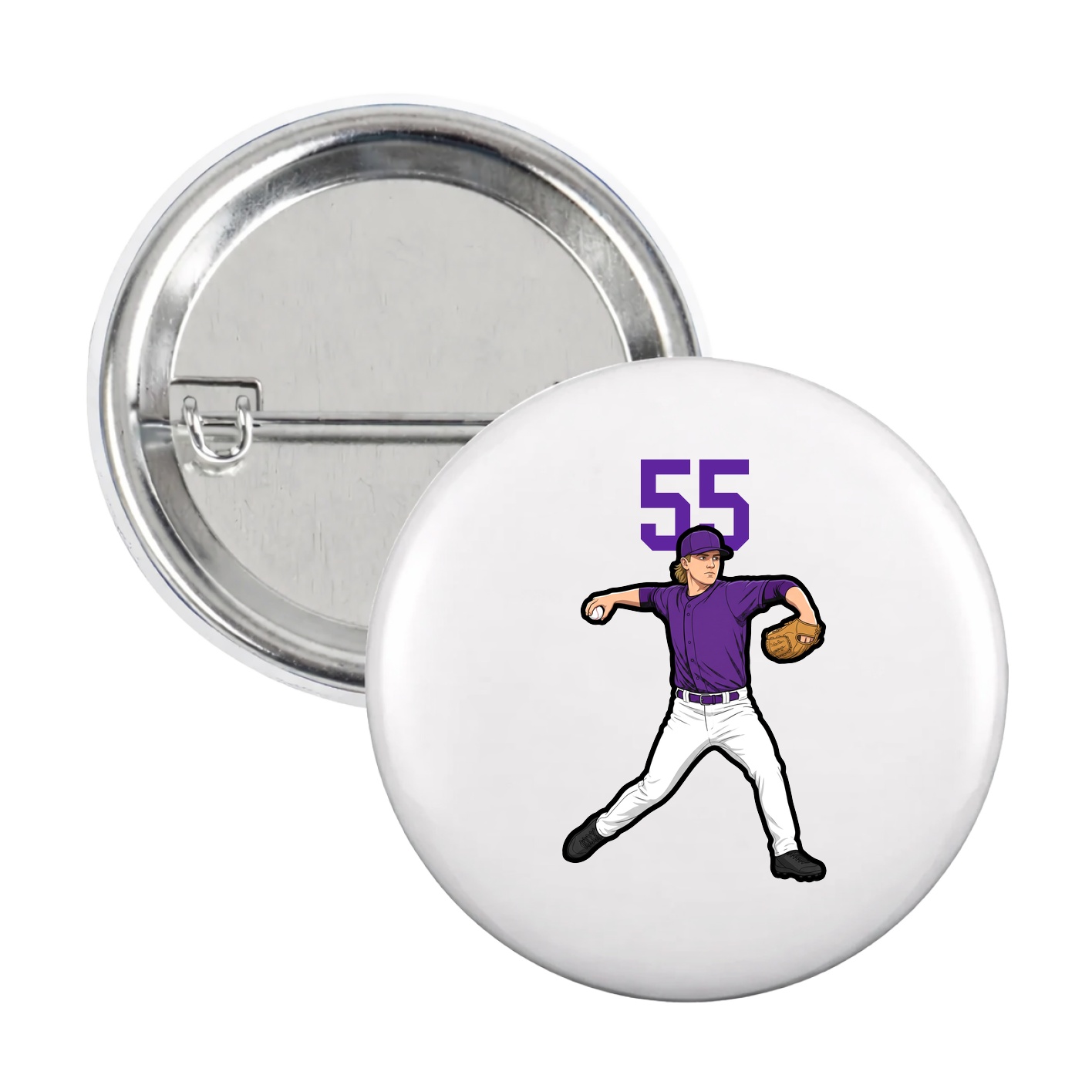 Game Day Button — Number Top in White