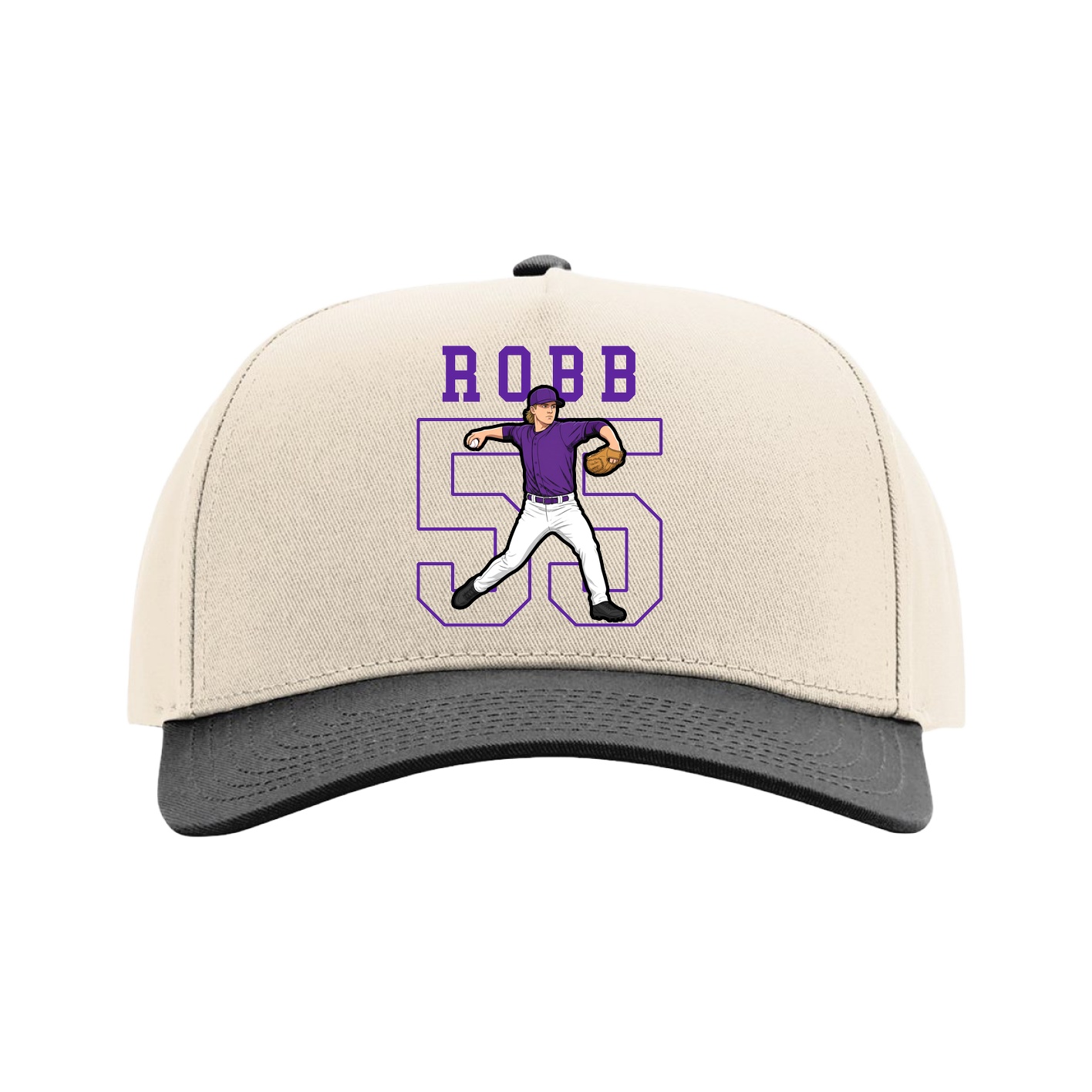 Full Fabric Five-Panel Champ Cap — Shirsey in Cream/Black