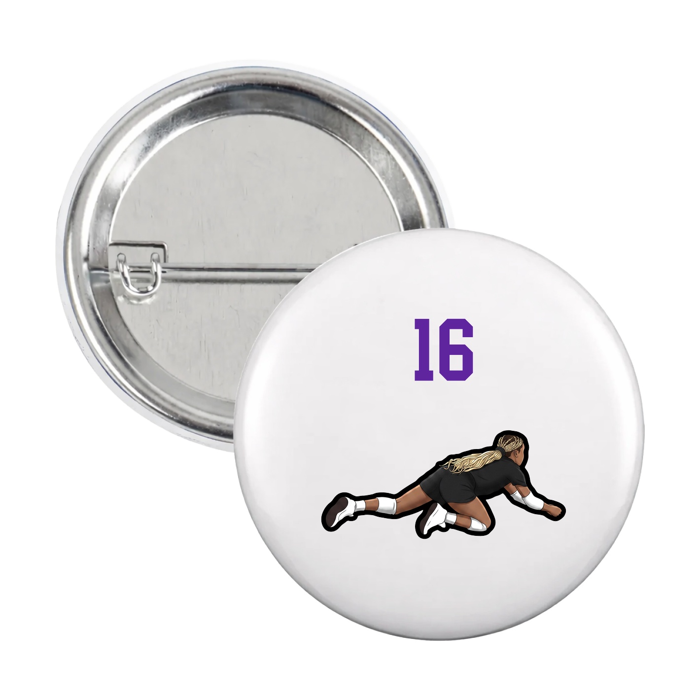 Game Day Button — Number Top in White