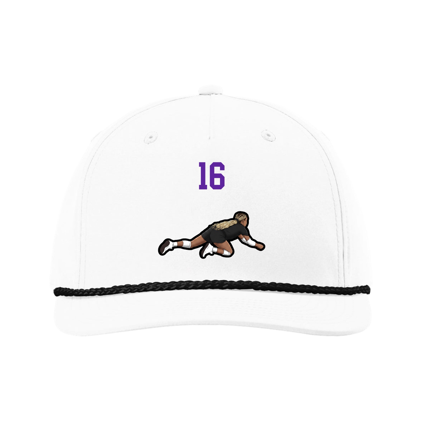 Five-Panel Classic Rope Cap — Number Top in White