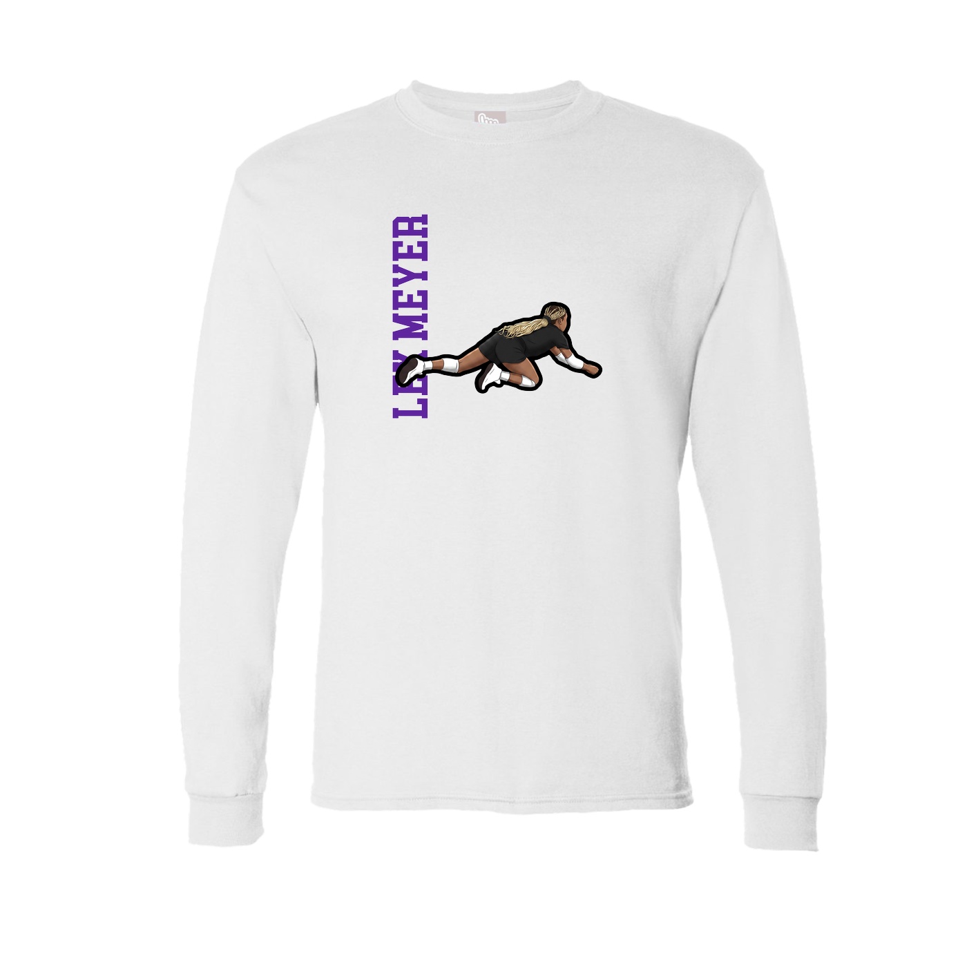Long Sleeve Tee — Name Vertical in White