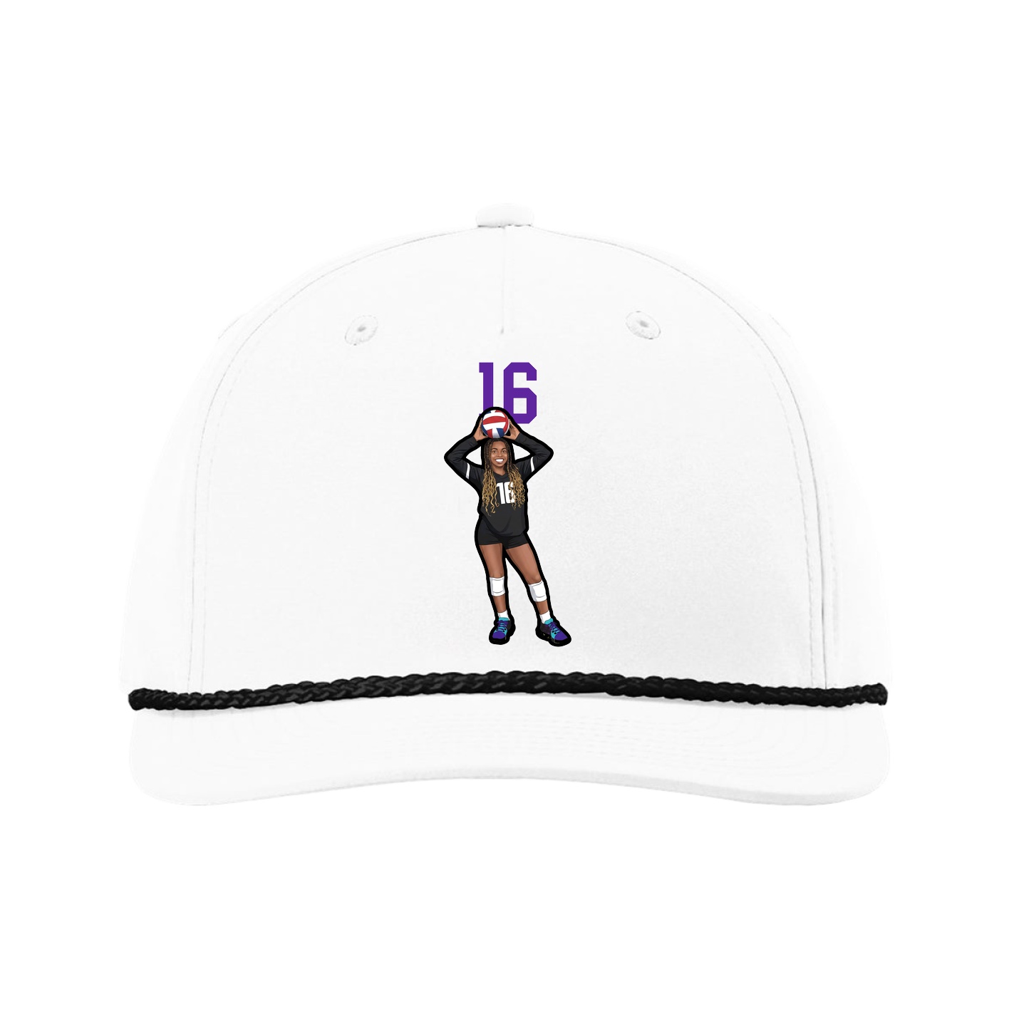 Five-Panel Classic Rope Cap — Number Top in White