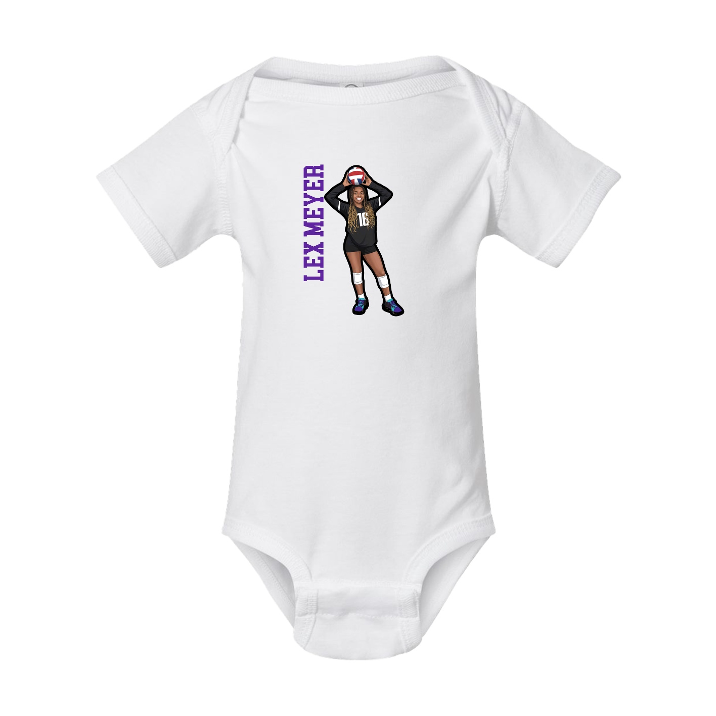 Baby Onesie — Name Vertical in White