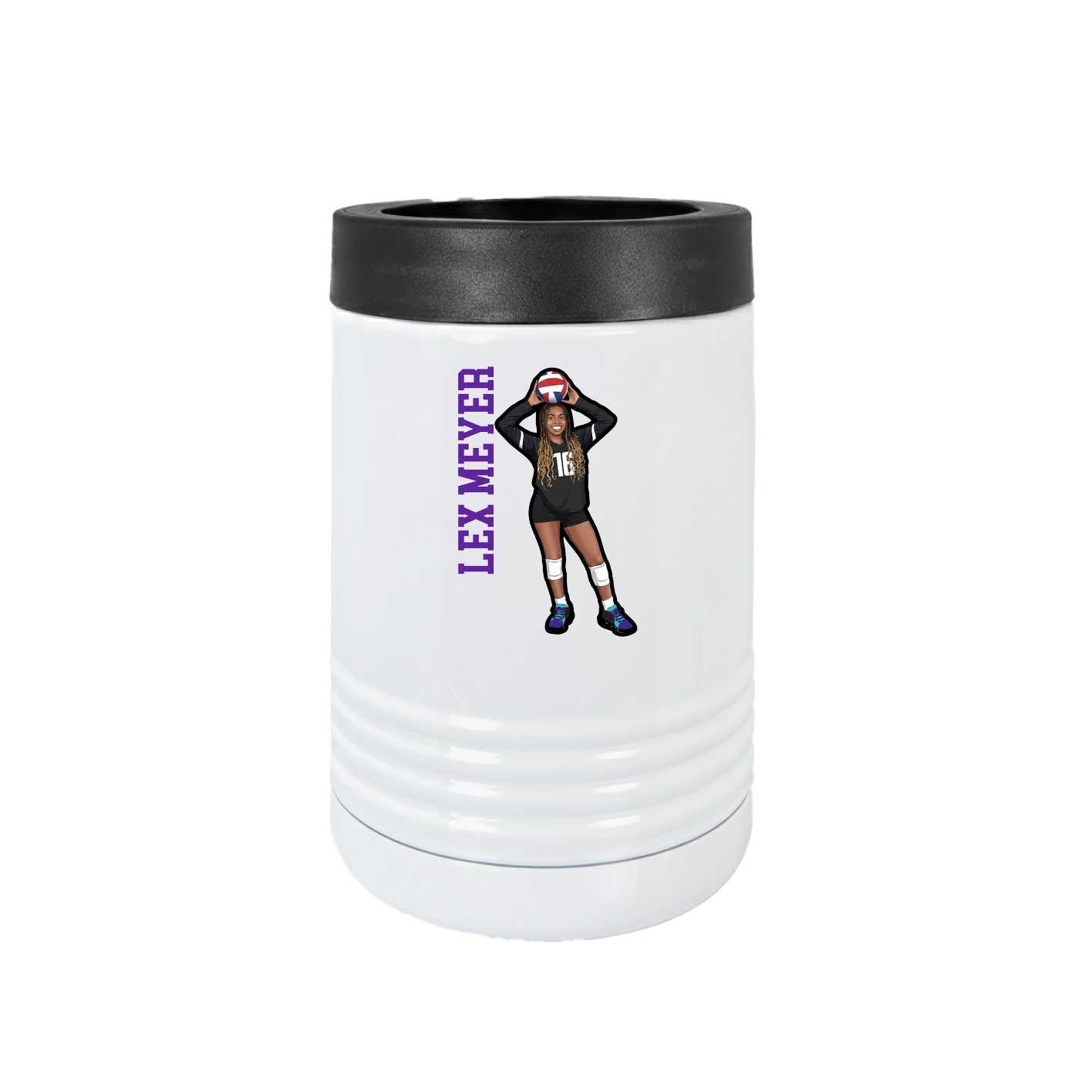 Beverage Holder — Name Vertical in White