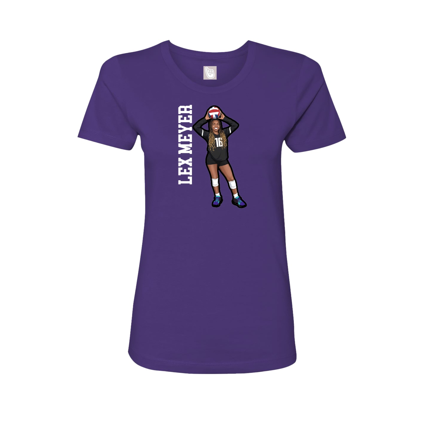 Fitted Women's Tee — Name Vertical in Purple