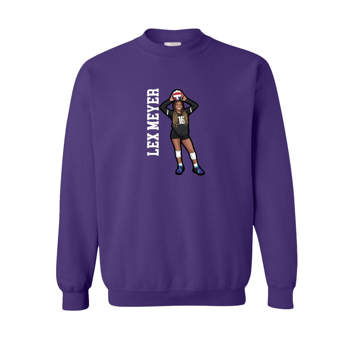 Fleece Crew — Name Vertical in Purple
