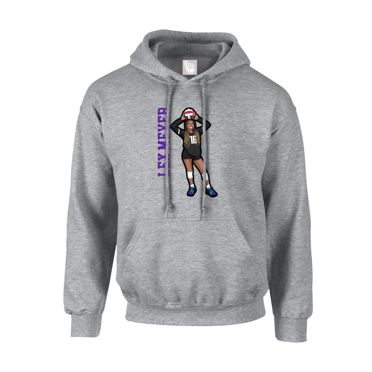 Youth Hoodie — Name Vertical in Grey