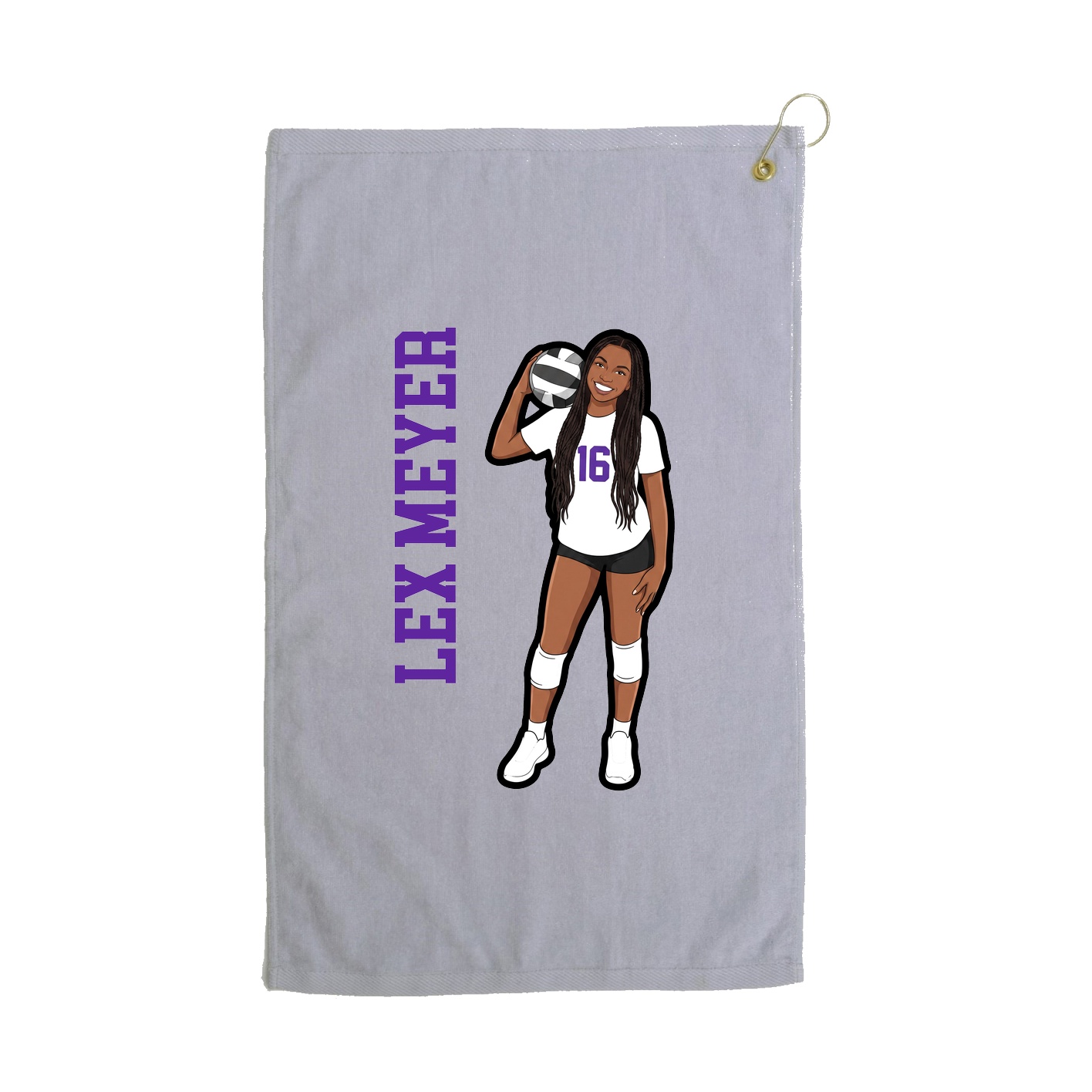 Golf Towel — Name Vertical in Grey