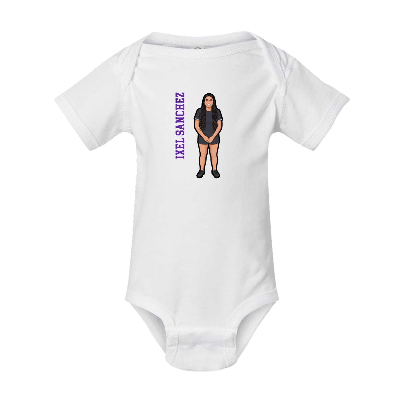 Baby Onesie — Name Vertical in White