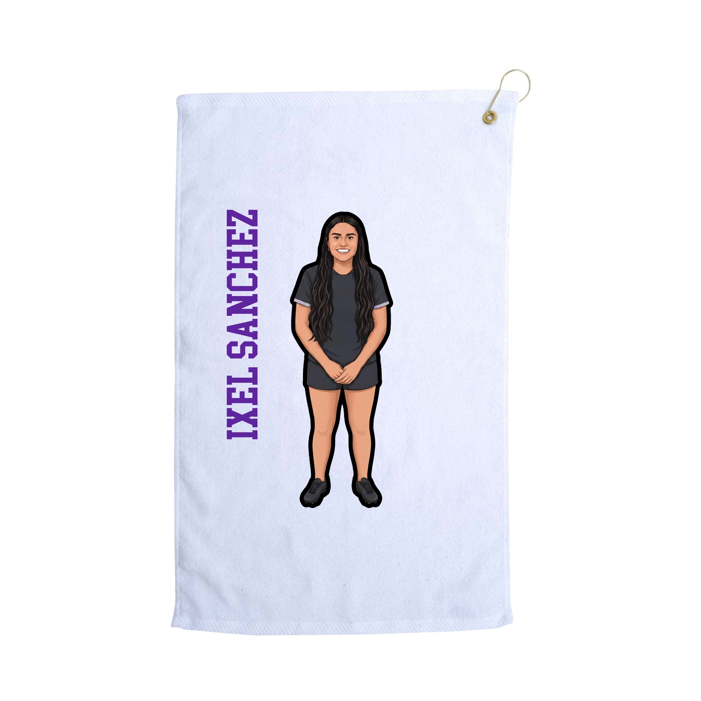 Golf Towel — Name Vertical in White