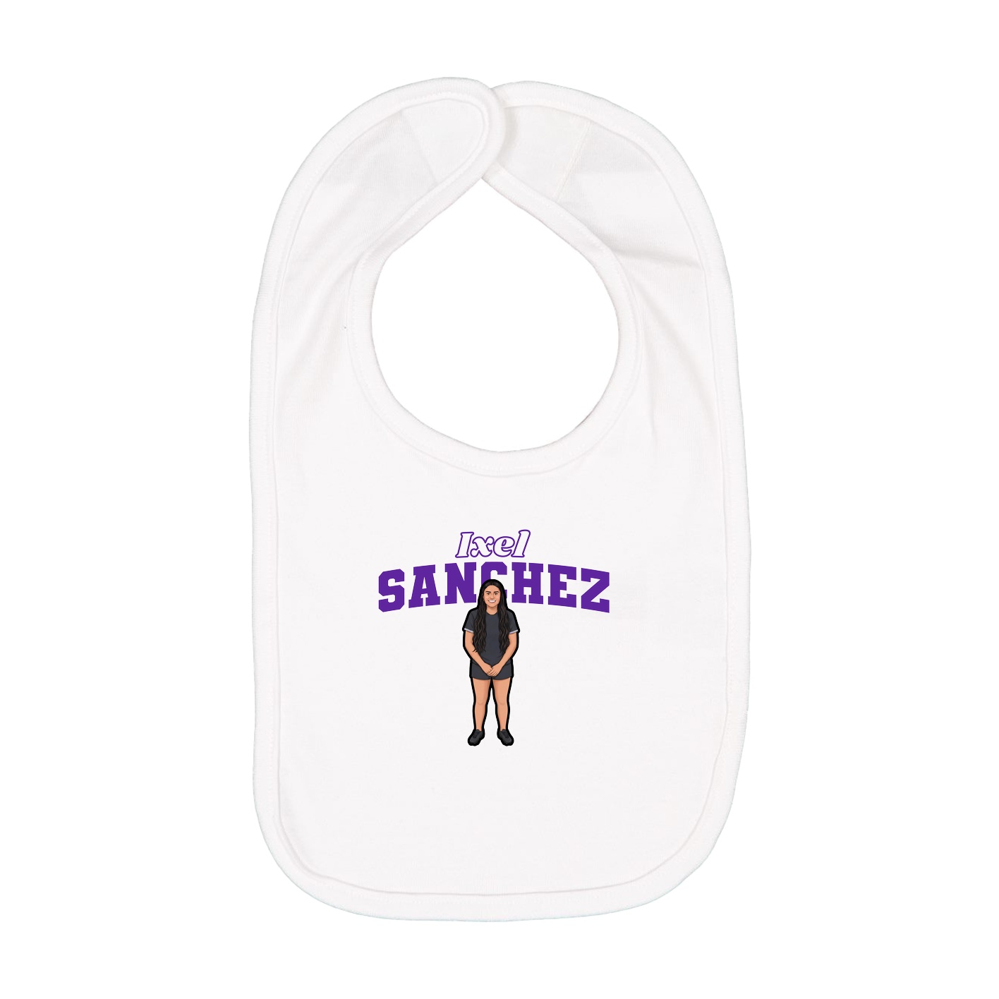 Infant Bib — Name Arch in White