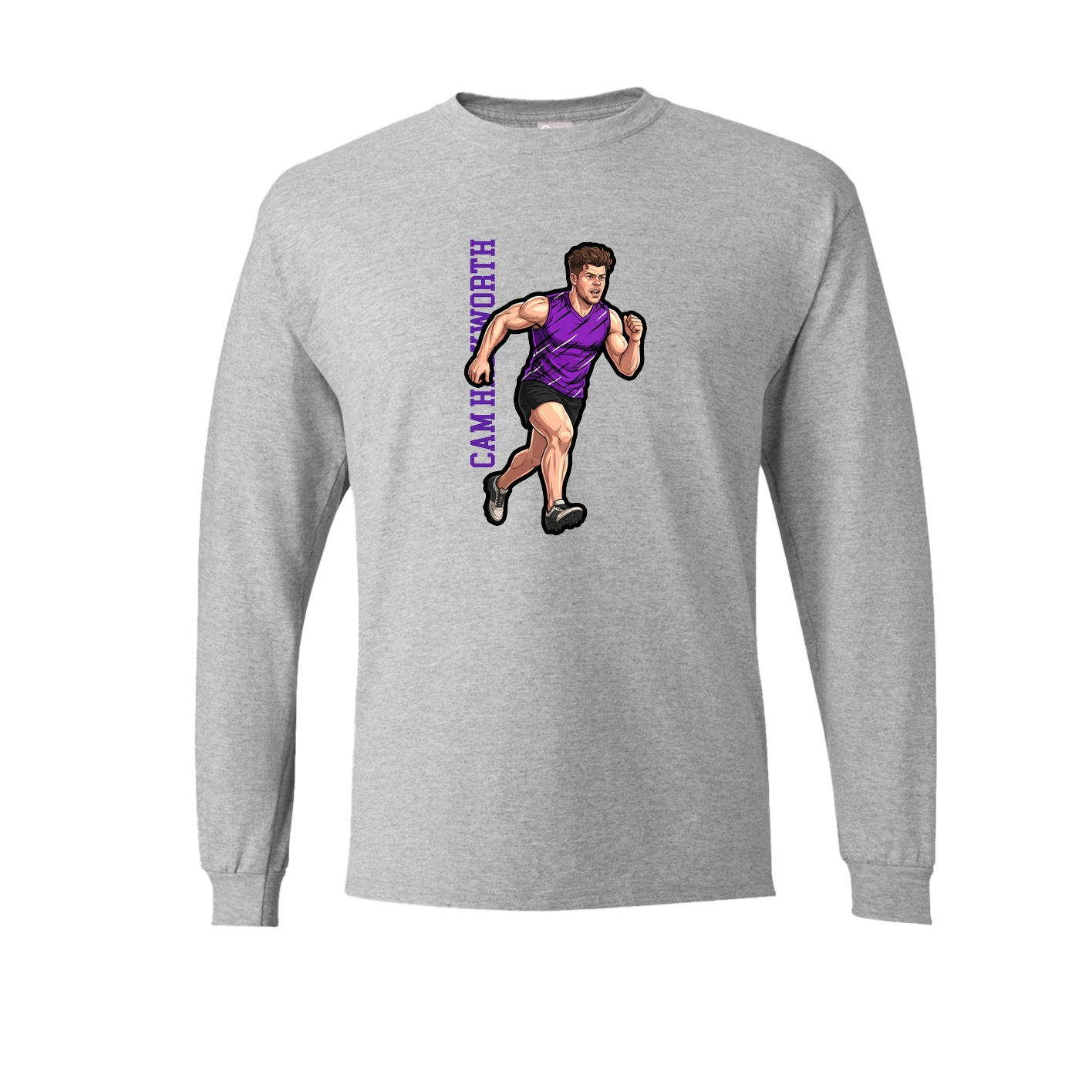 Long Sleeve Tee — Name Vertical in Grey