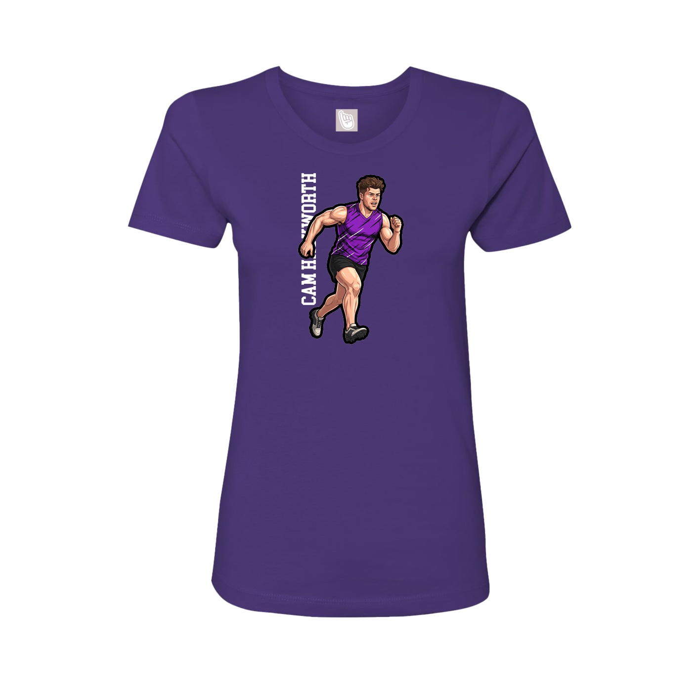 Fitted Women's Tee — Name Vertical in Purple