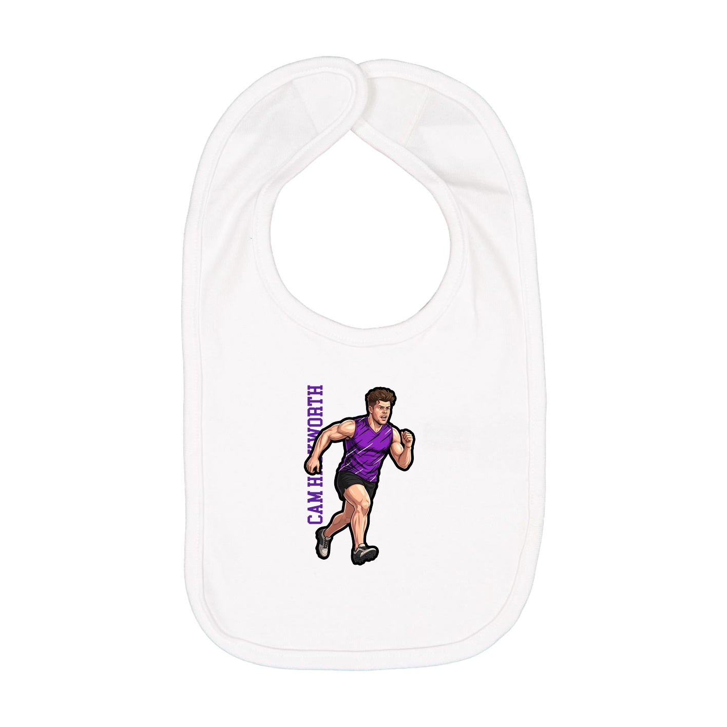 Infant Bib — Name Vertical in White