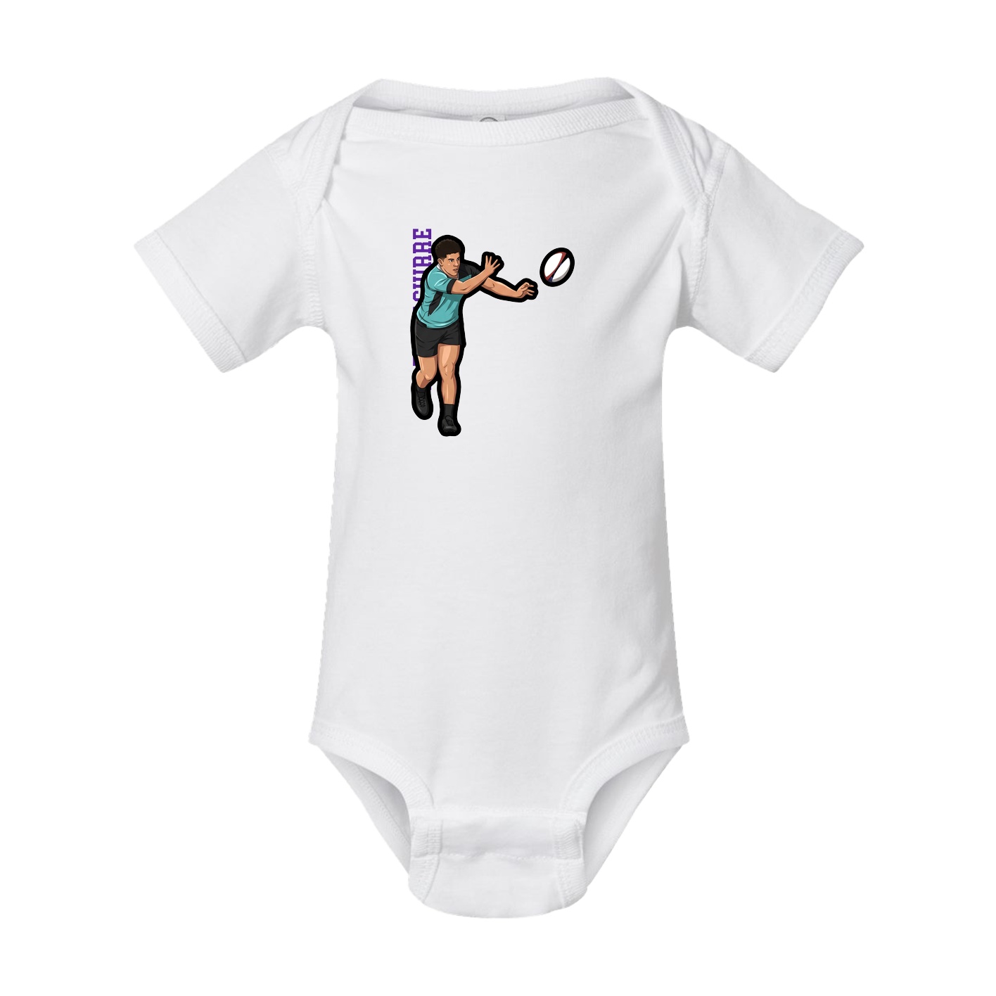 Baby Onesie — Name Vertical in White