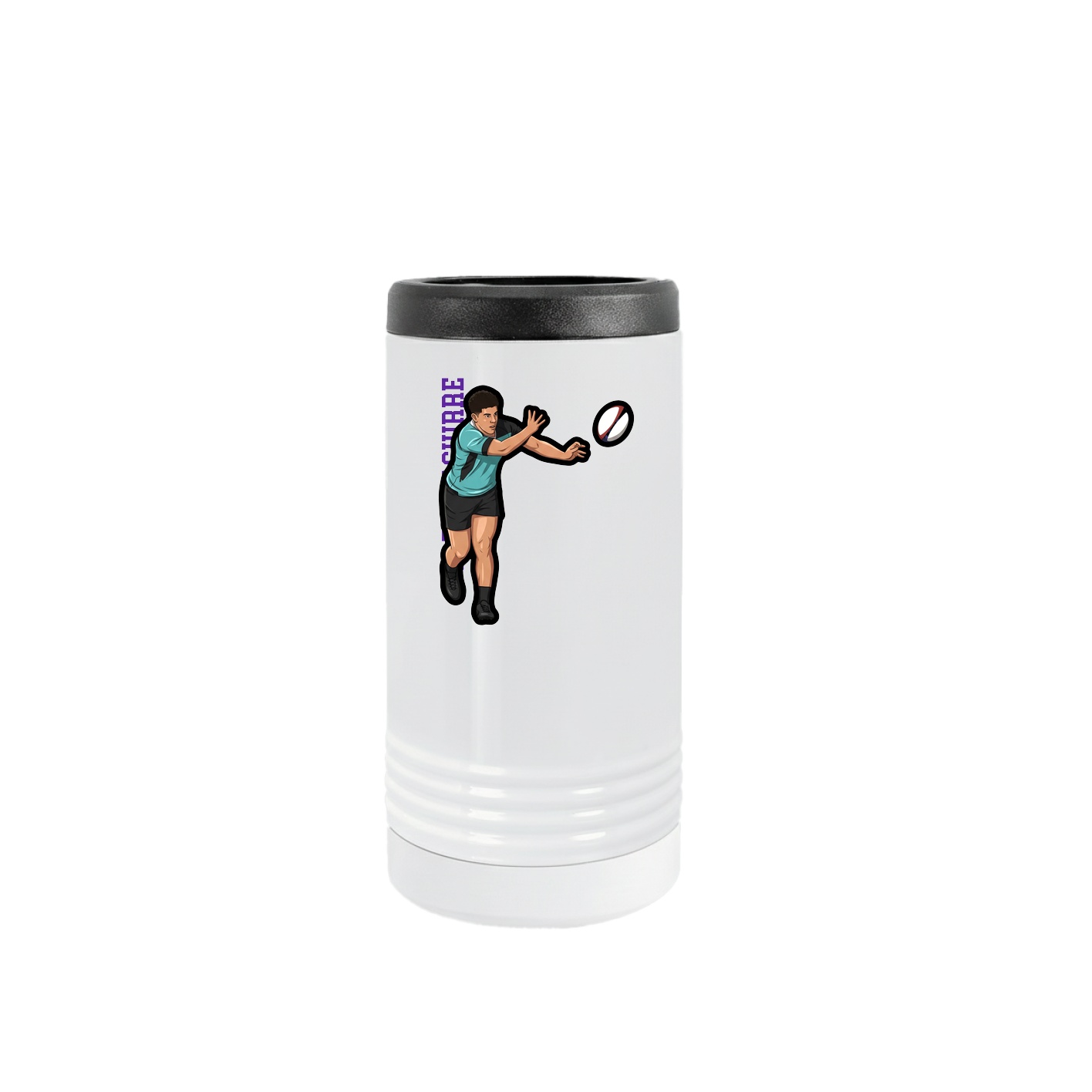 Slim Beverage Holder — Name Vertical in White