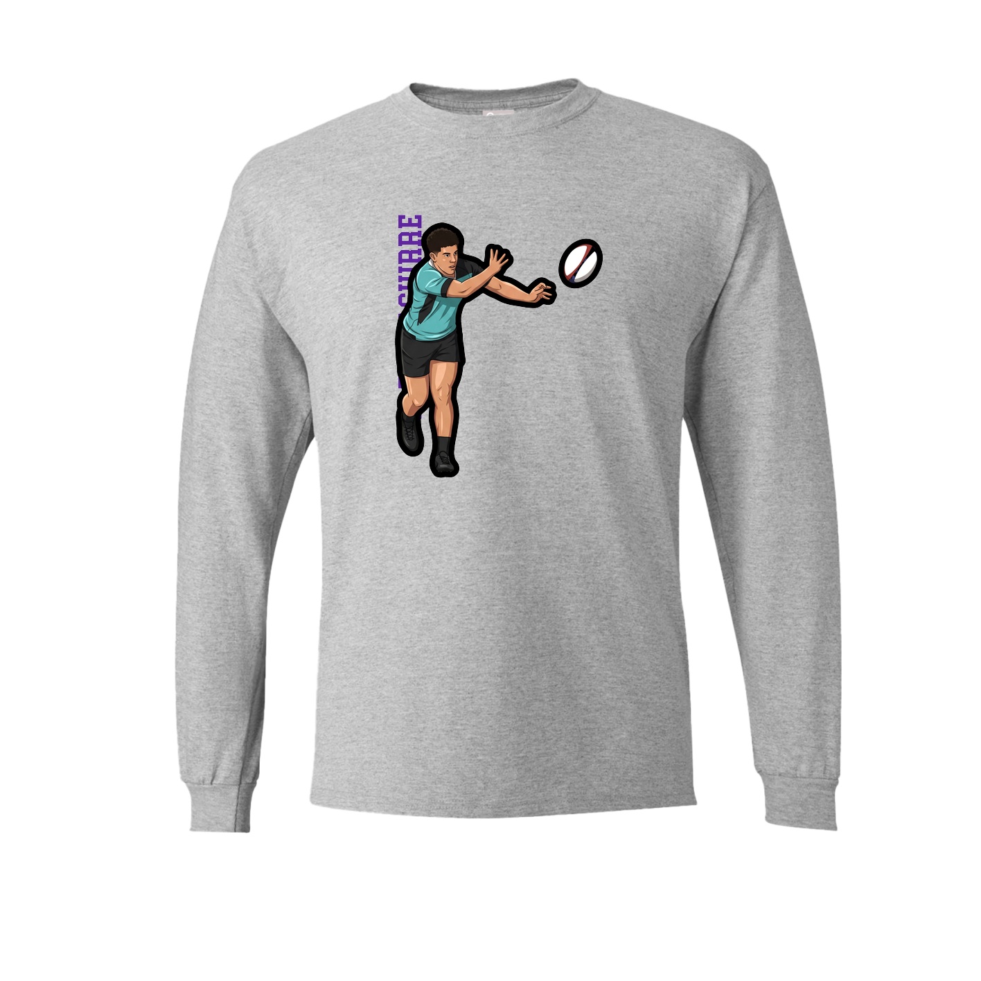 Long Sleeve Tee — Name Vertical in Grey