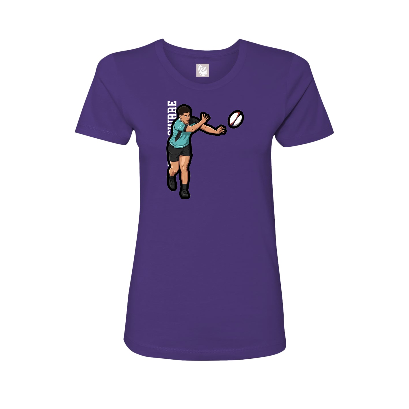 Fitted Women's Tee — Name Vertical in Purple