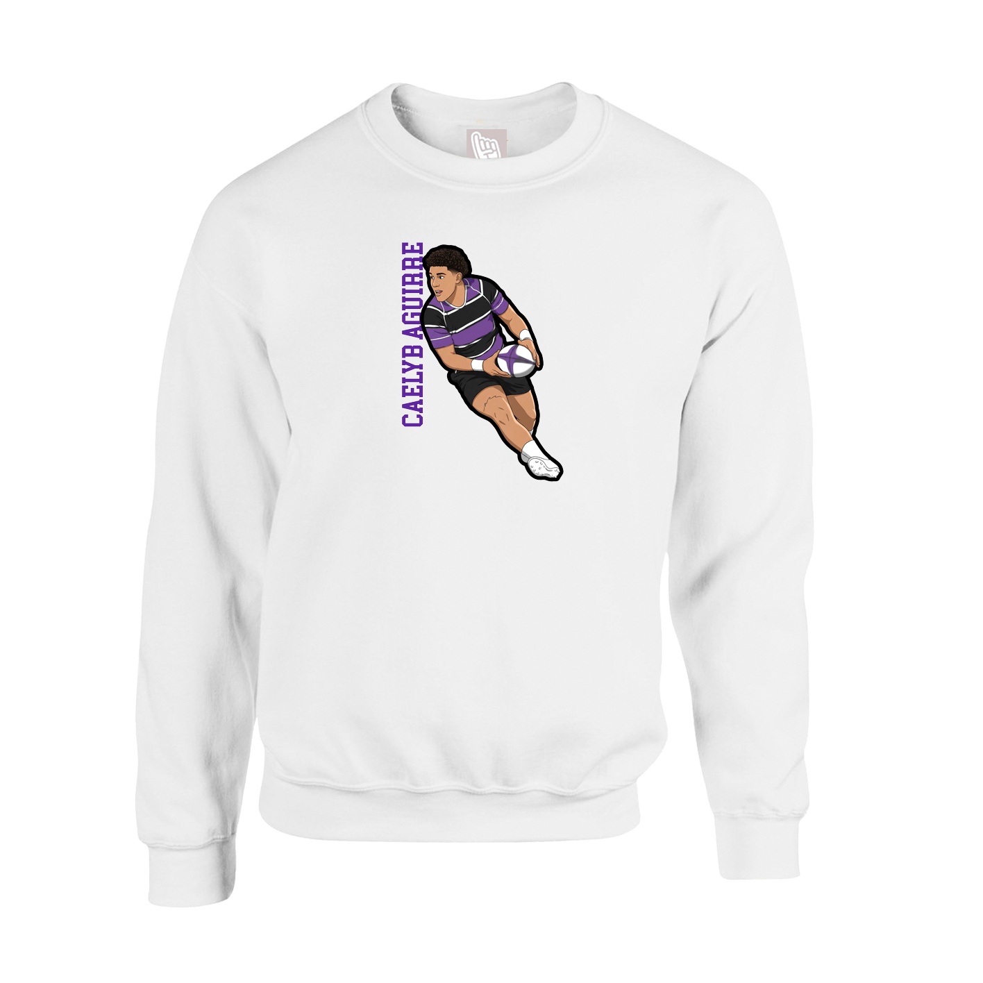 Fleece Crew — Name Vertical in White