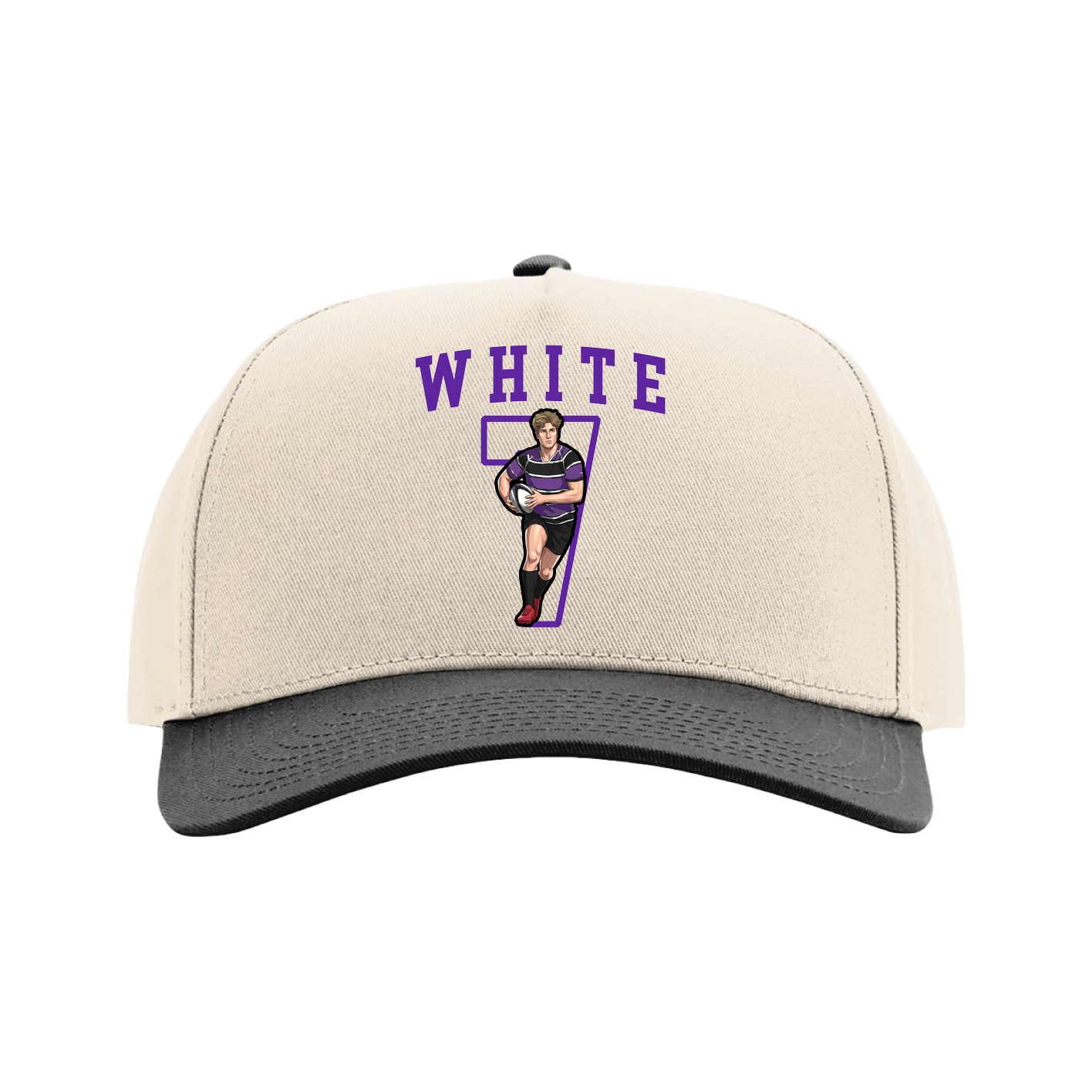 Full Fabric Five-Panel Champ Cap — Shirsey in Cream/Black