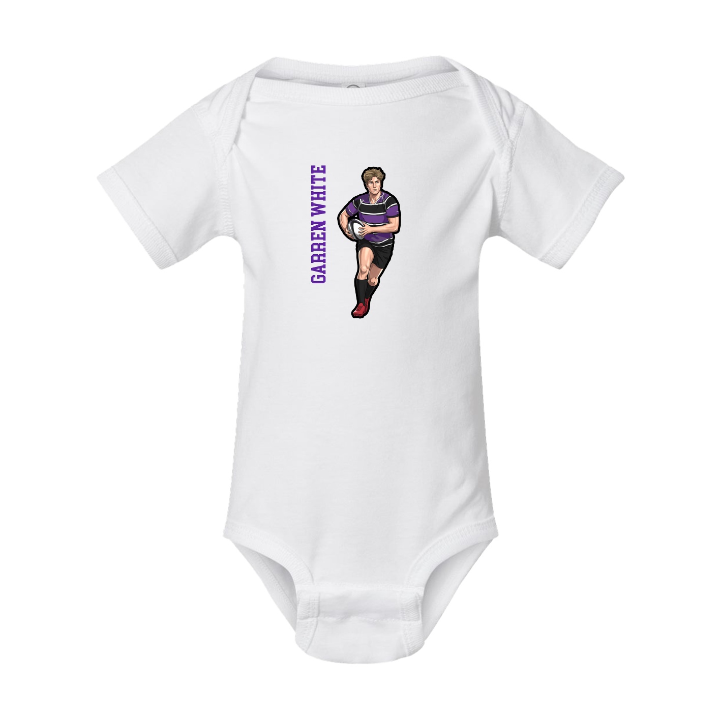 Baby Onesie — Name Vertical in White