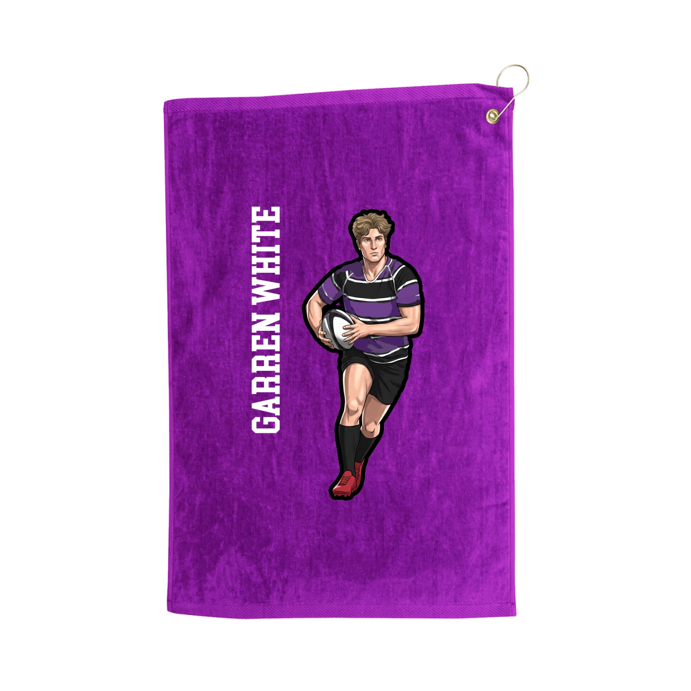 Golf Towel — Name Vertical in Purple