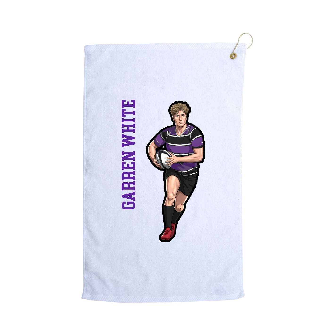 Golf Towel — Name Vertical in White