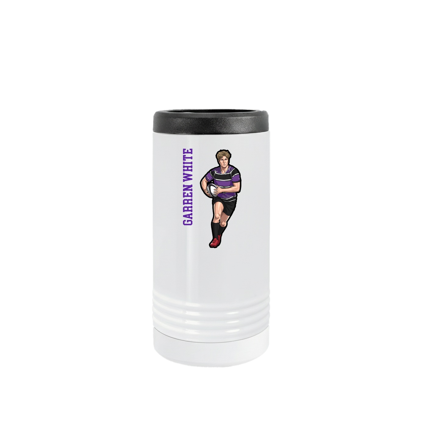 Slim Beverage Holder — Name Vertical in White