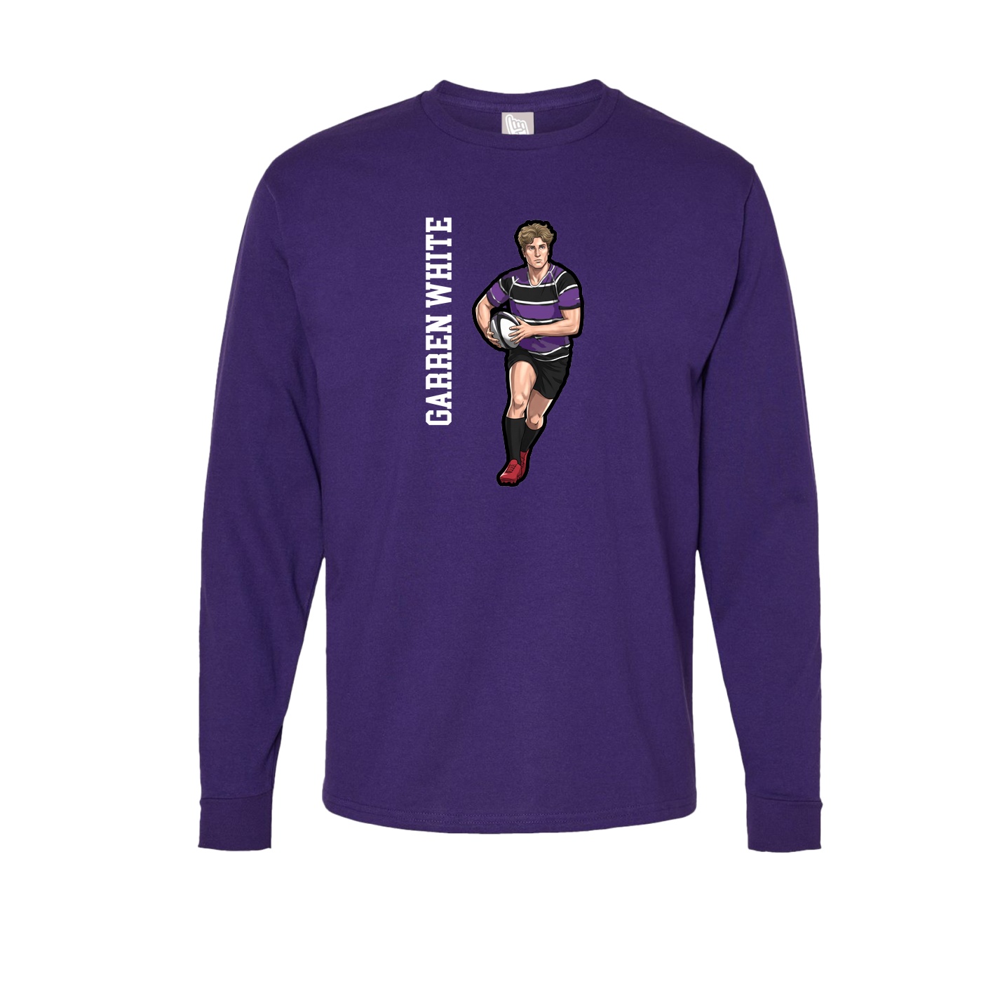 Long Sleeve Tee — Name Vertical in Purple
