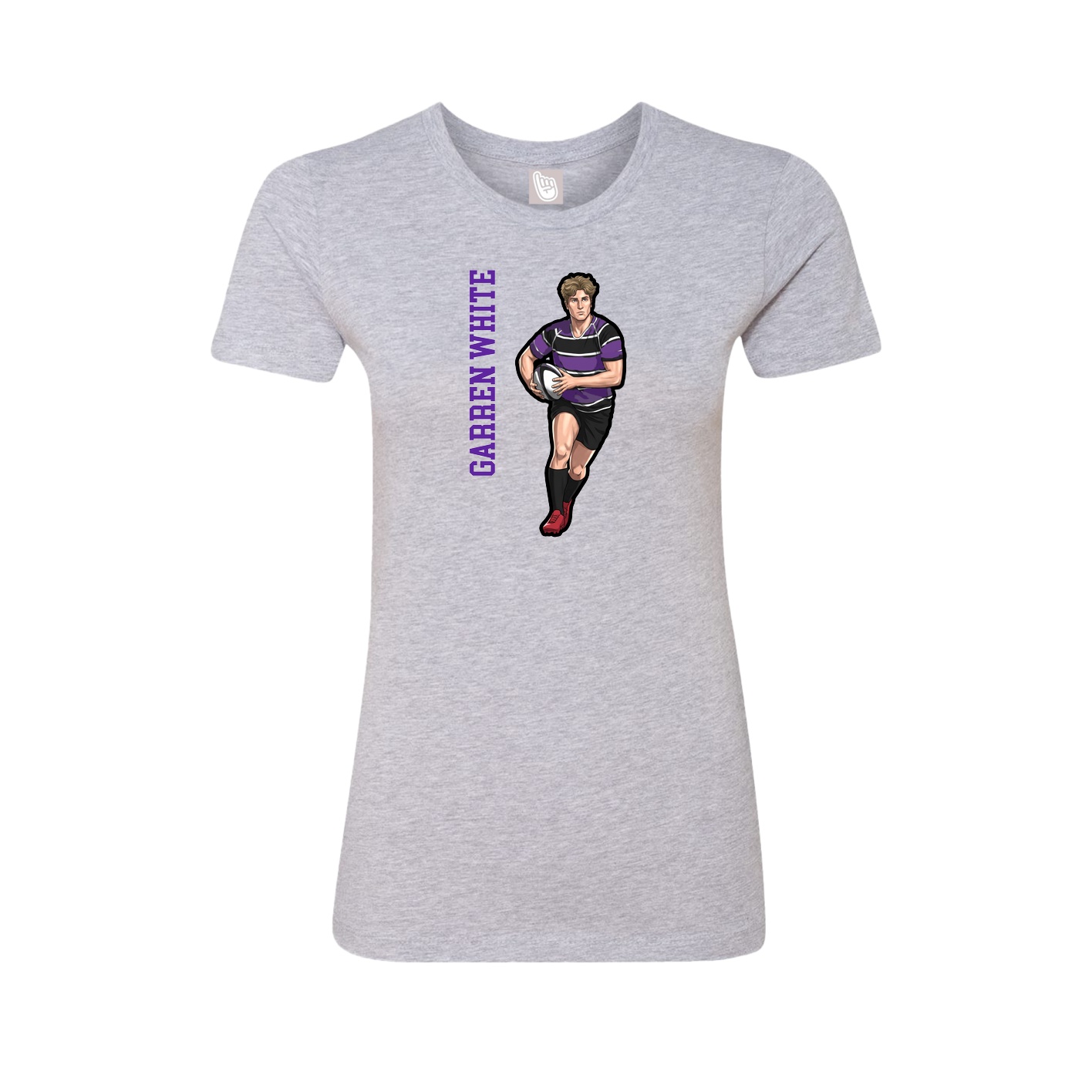 Fitted Women's Tee — Name Vertical in Grey