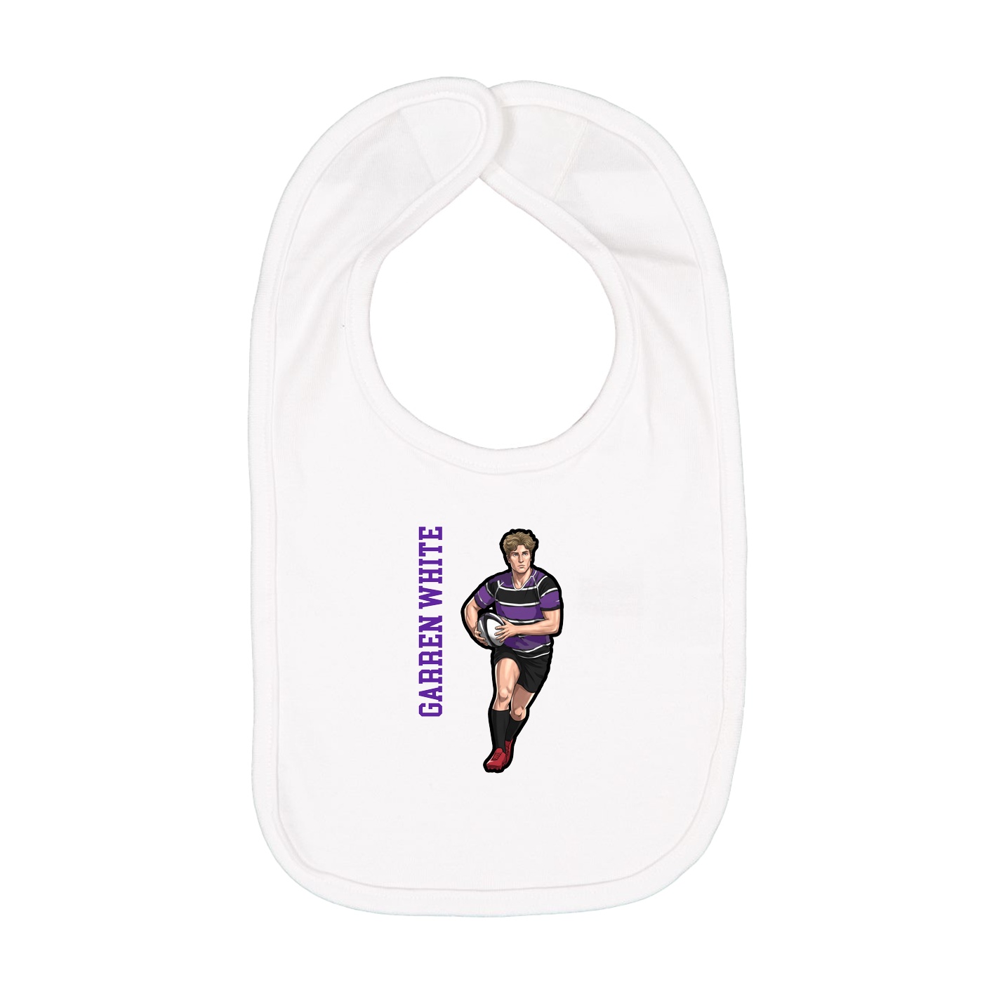 Infant Bib — Name Vertical in White