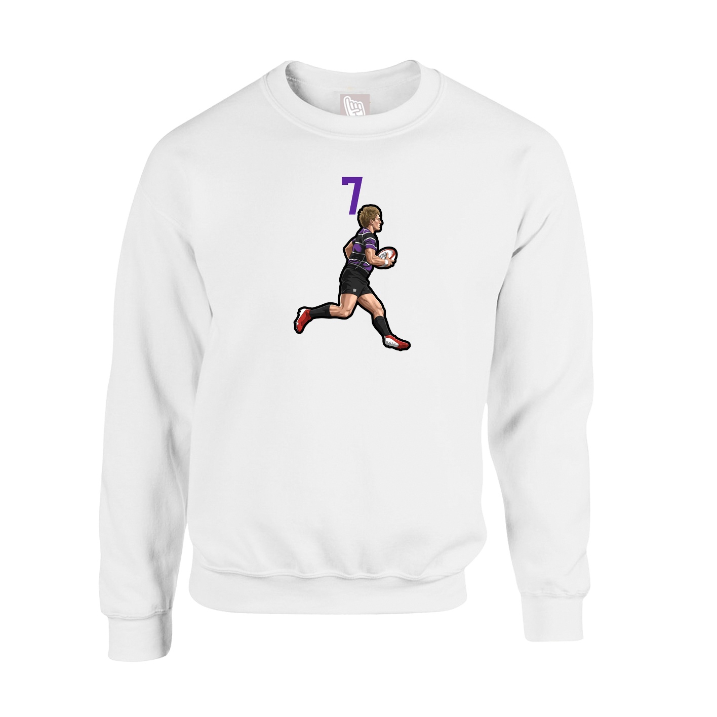 Fleece Crew — Number Top in White