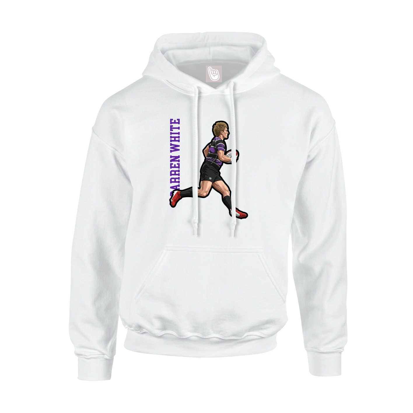 Youth Hoodie — Name Vertical in White