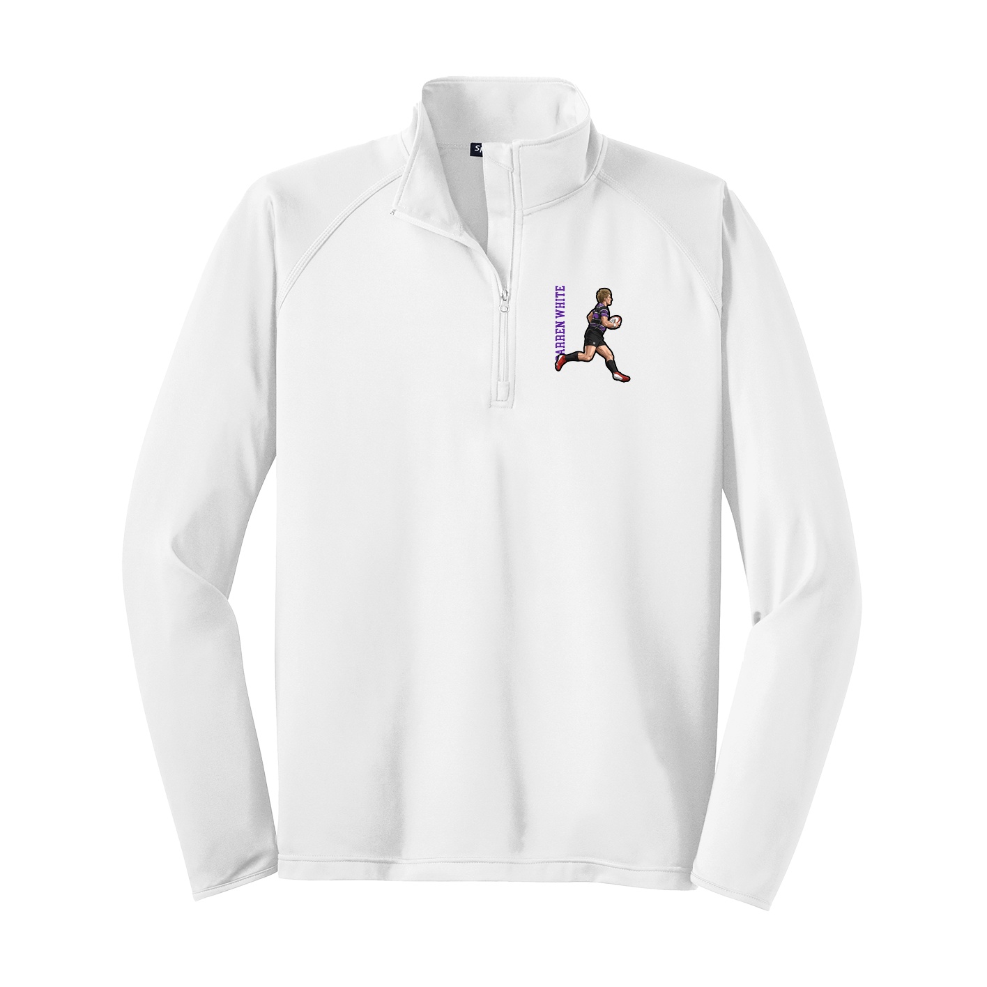 Q-Zip Pullover — Name Vertical in White