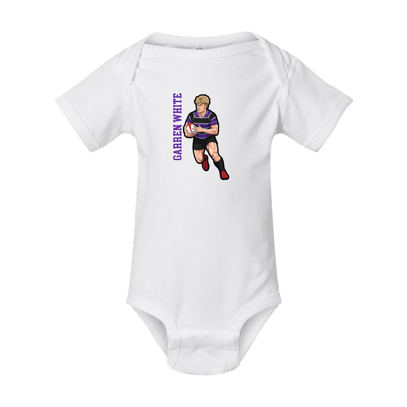 Baby Onesie — Name Vertical in White