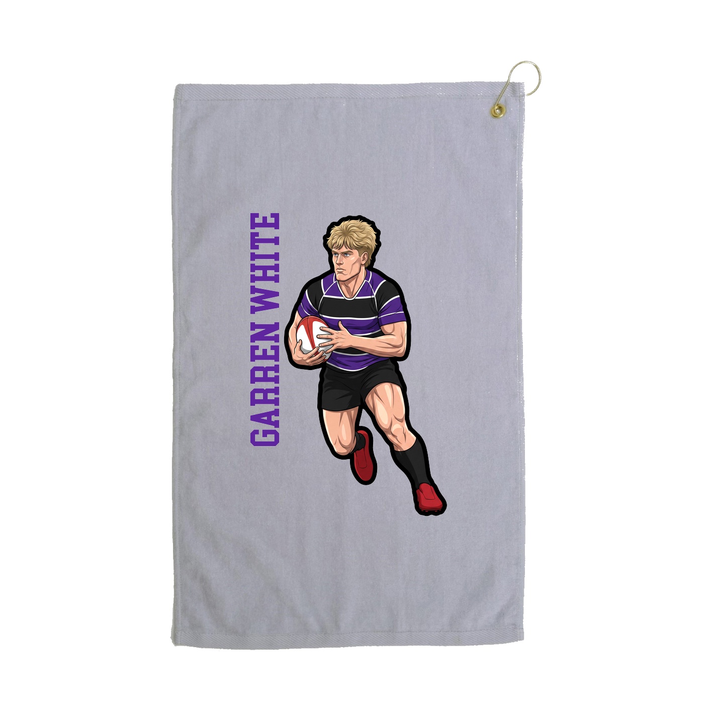 Golf Towel — Name Vertical in Grey