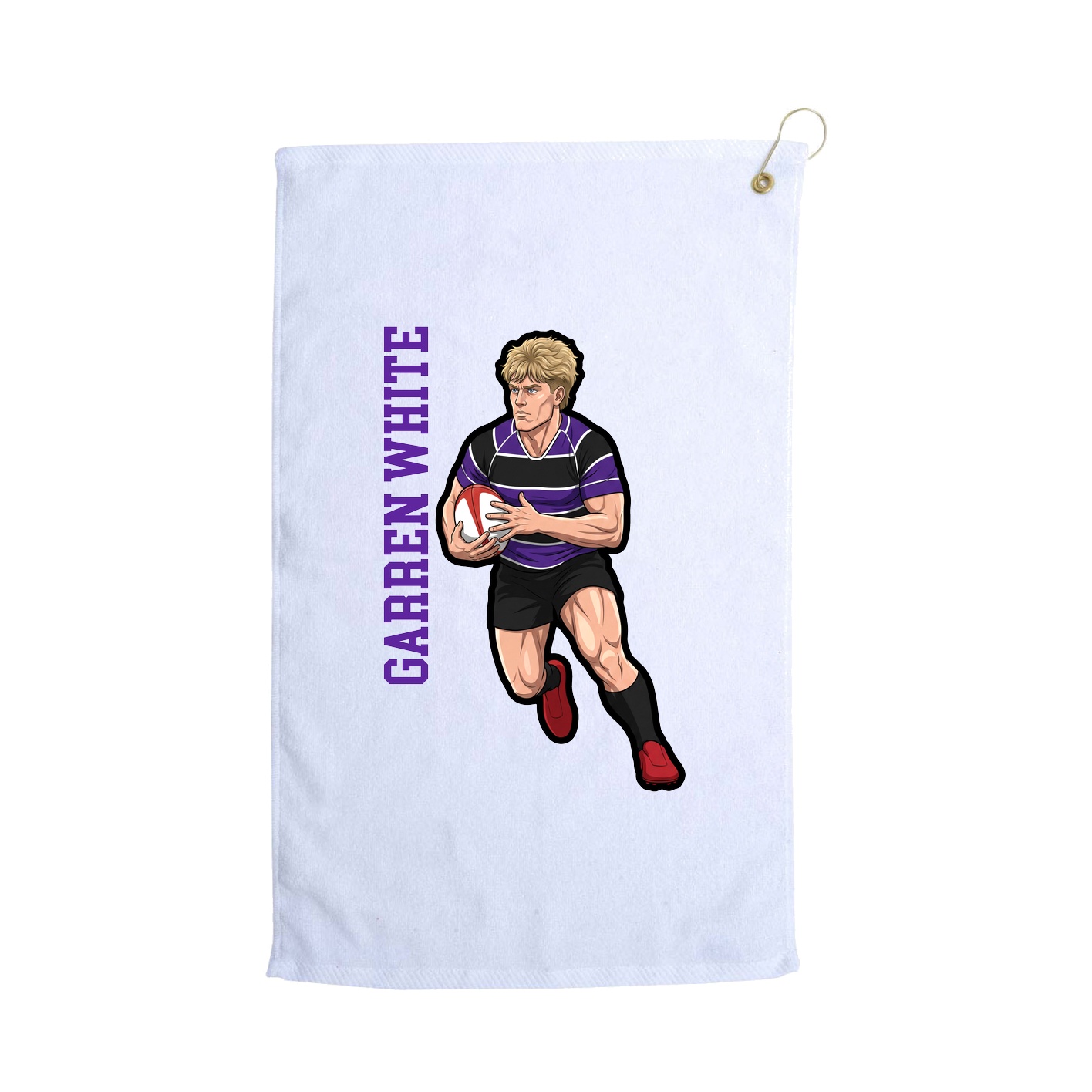 Golf Towel — Name Vertical in White