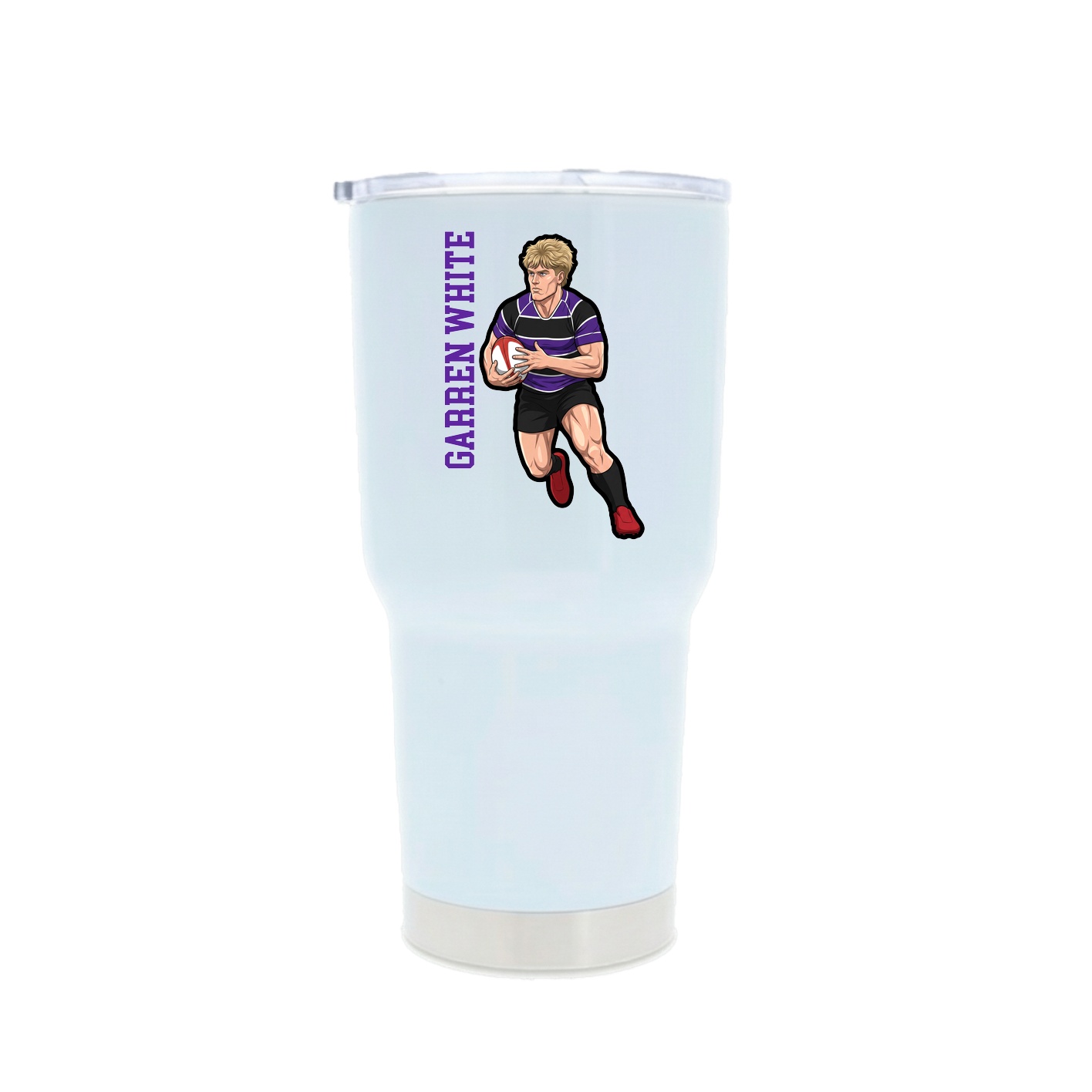 30oz Stainless Steel Tumbler — Name Vertical in White