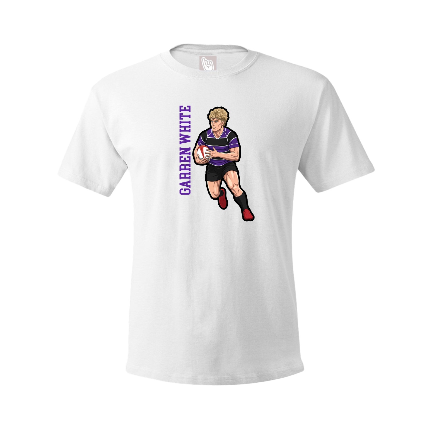 Youth Tee — Name Vertical in White
