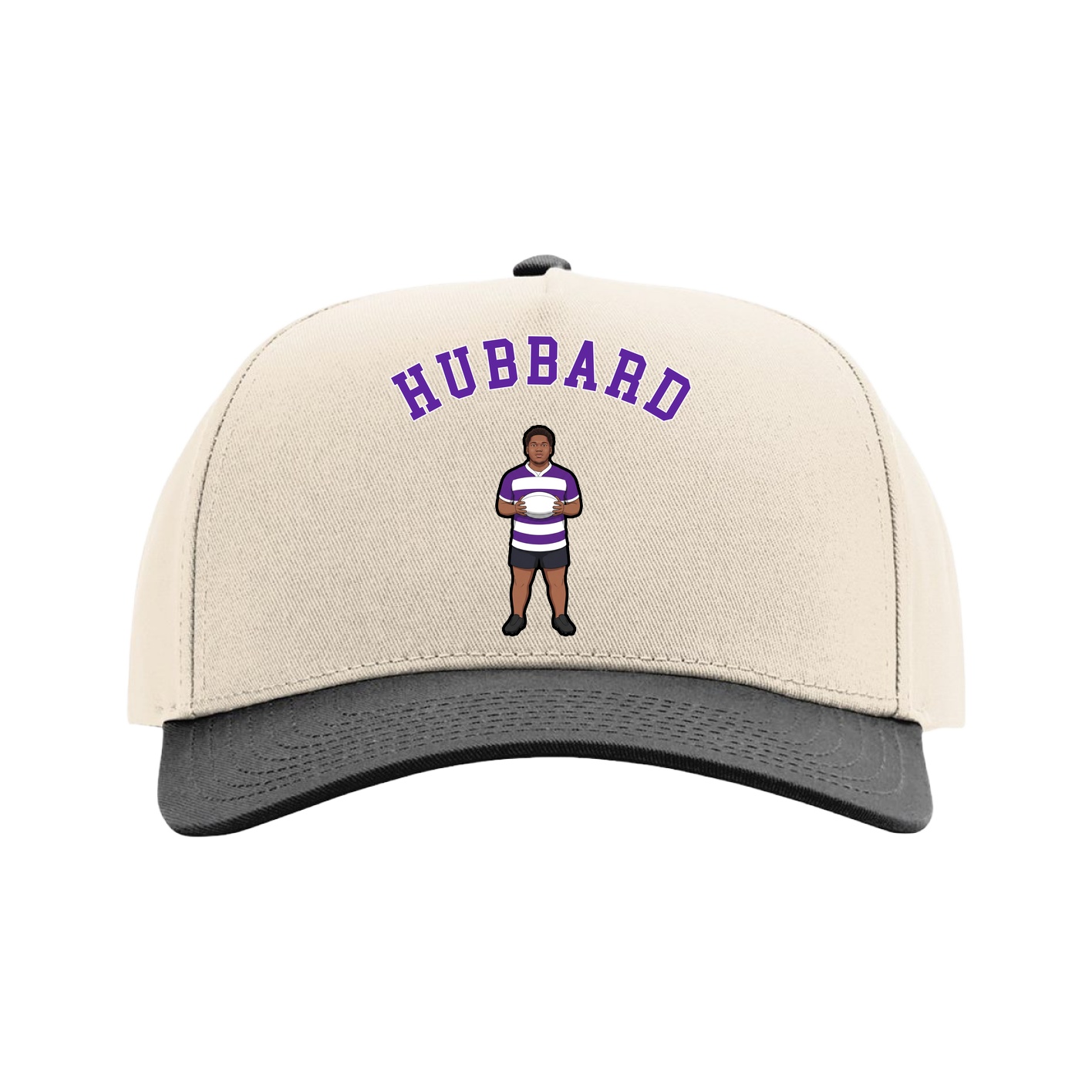 Full Fabric Five-Panel Champ Cap — Shirsey Arch in Cream/Black