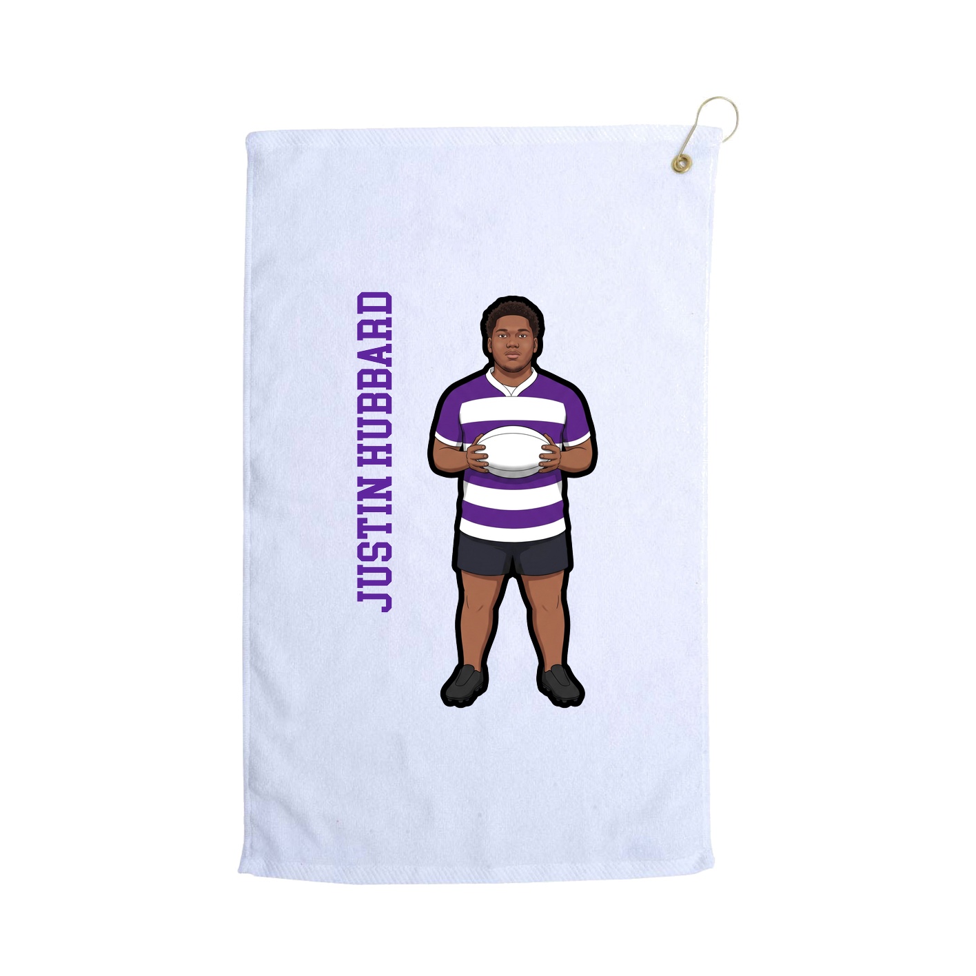 Golf Towel — Name Vertical in White