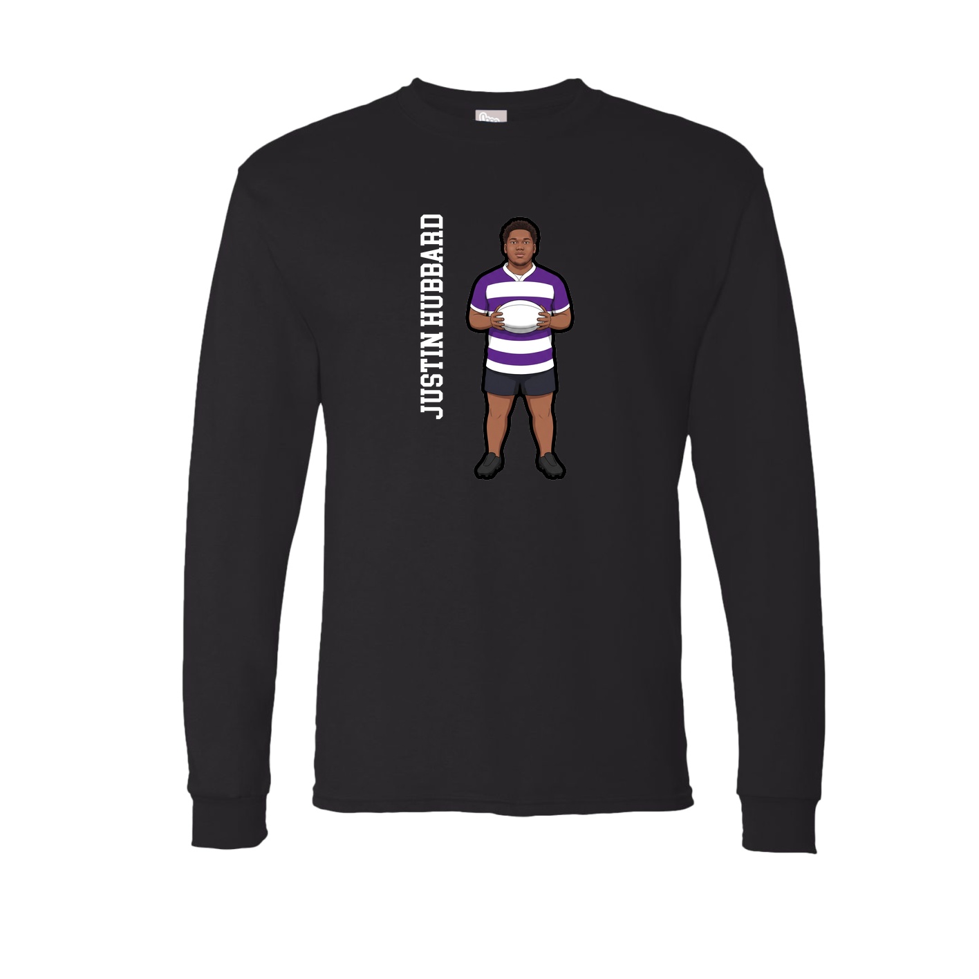 Long Sleeve Tee — Name Vertical in Black