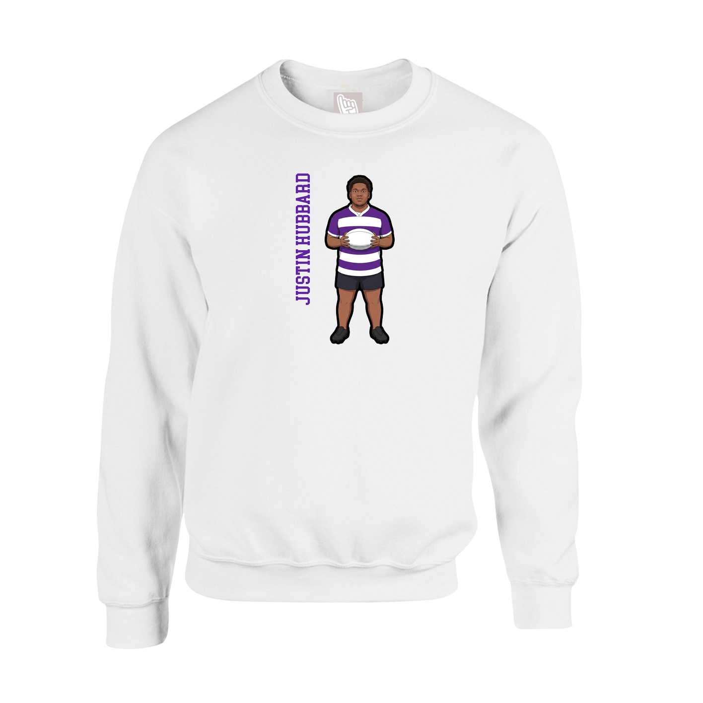 Fleece Crew — Name Vertical in White