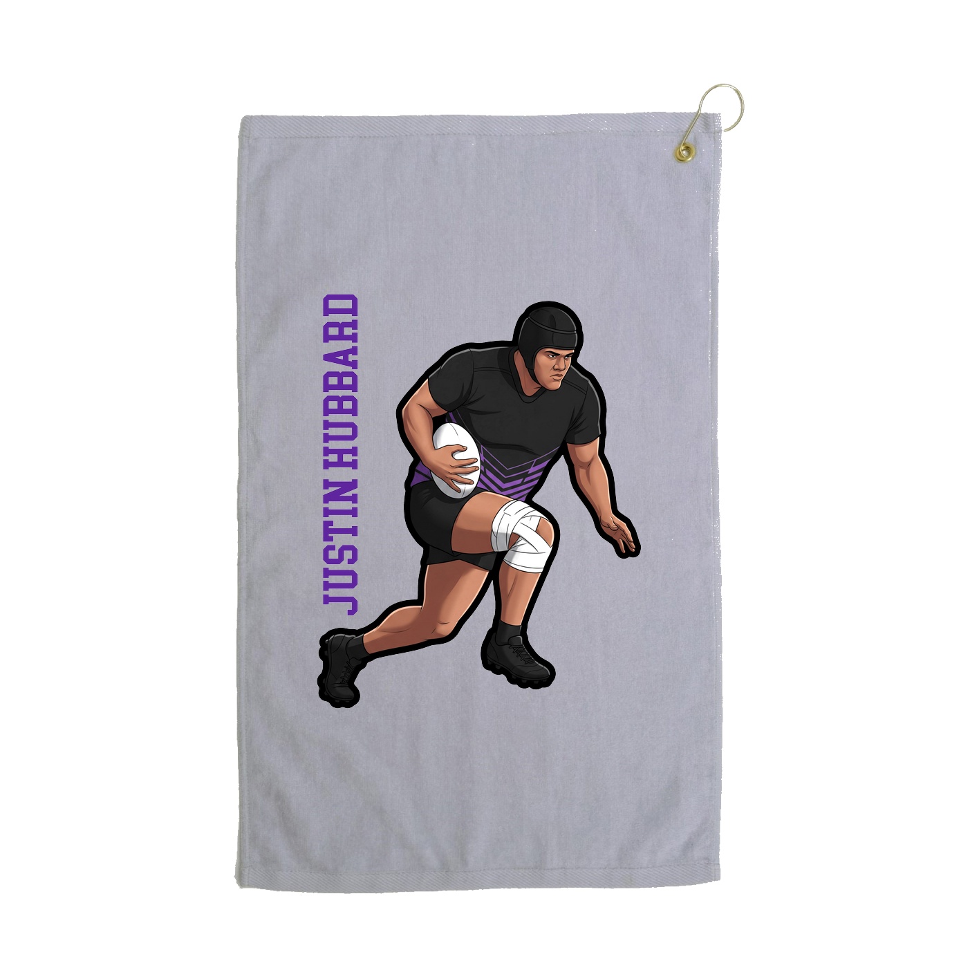 Golf Towel — Name Vertical in Grey