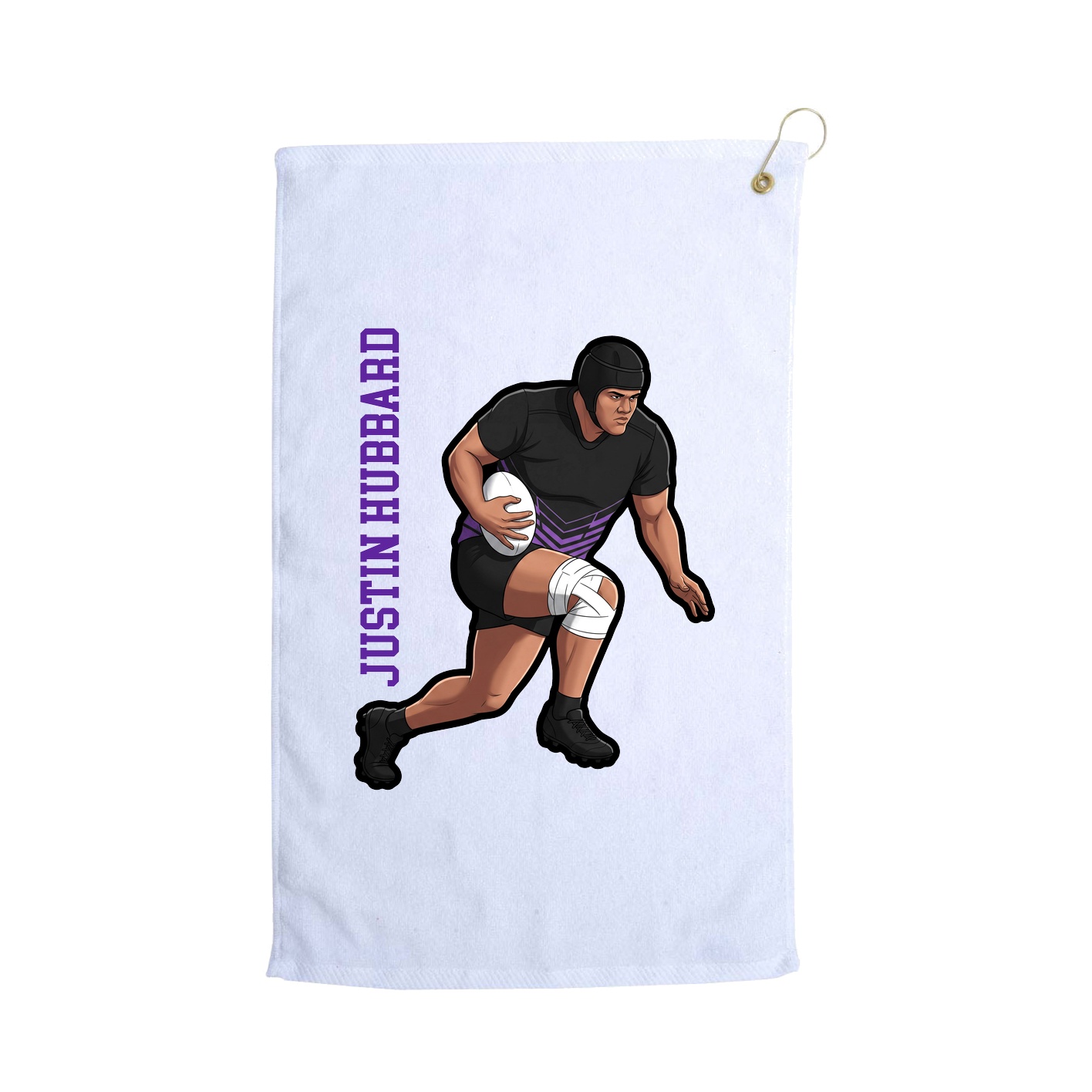 Golf Towel — Name Vertical in White