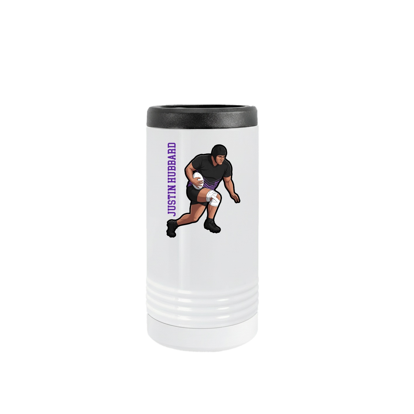 Slim Beverage Holder — Name Vertical in White