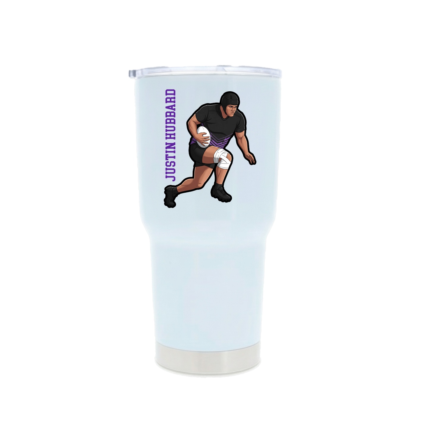 30oz Stainless Steel Tumbler — Name Vertical in White