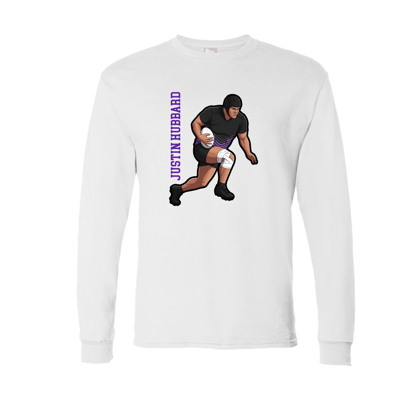 Long Sleeve Tee — Name Vertical in White