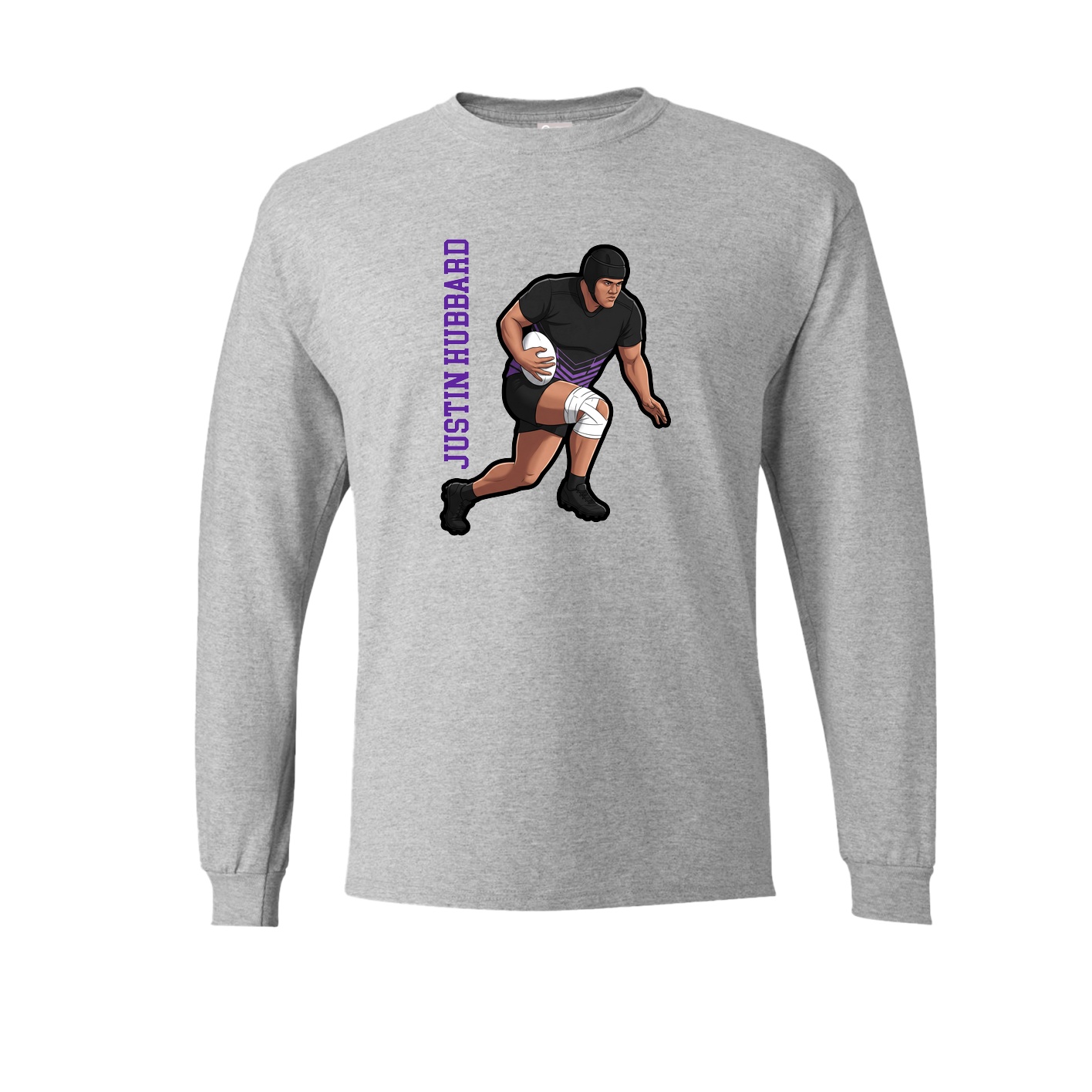 Long Sleeve Tee — Name Vertical in Grey
